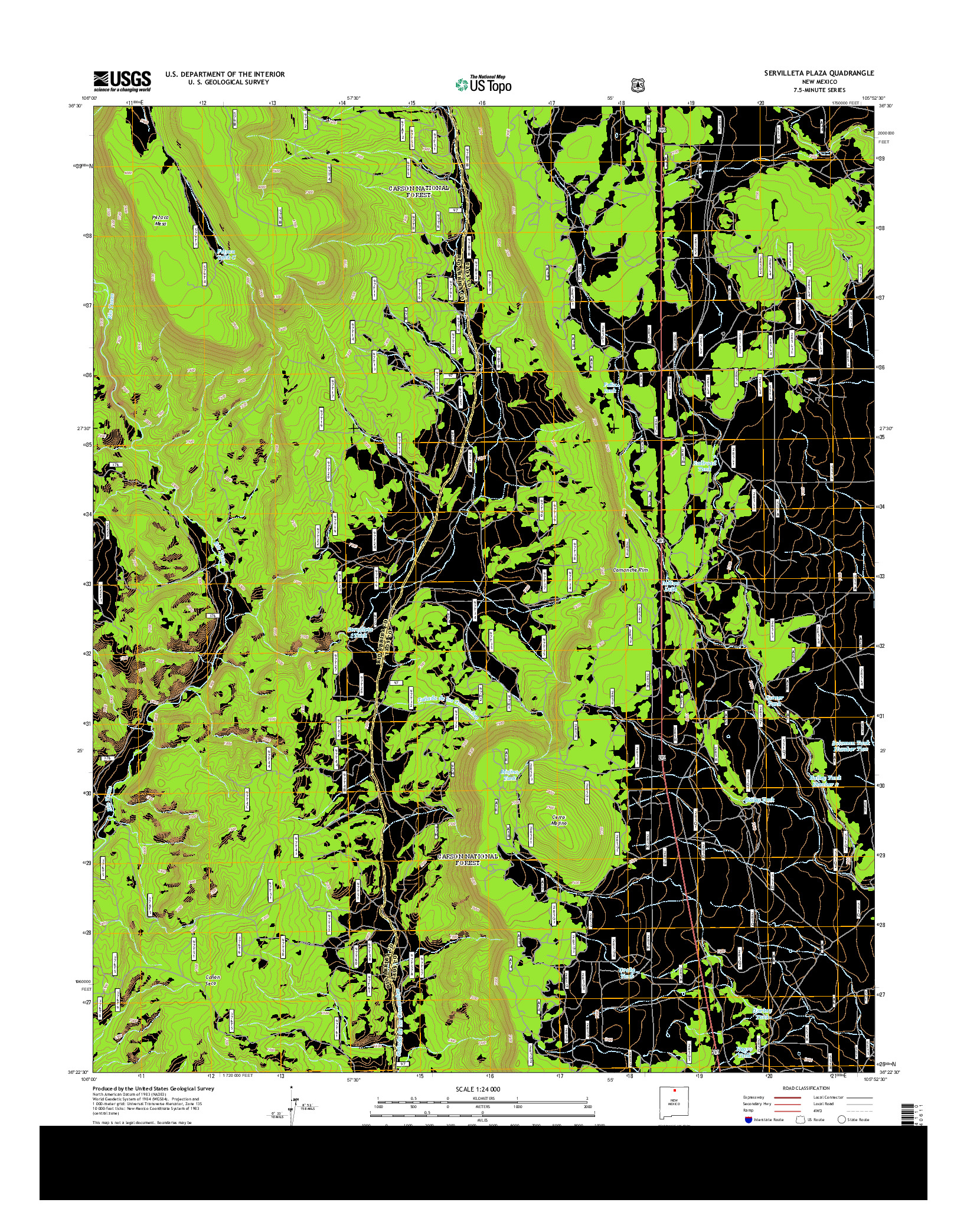 USGS US TOPO 7.5-MINUTE MAP FOR SERVILLETA PLAZA, NM 2013