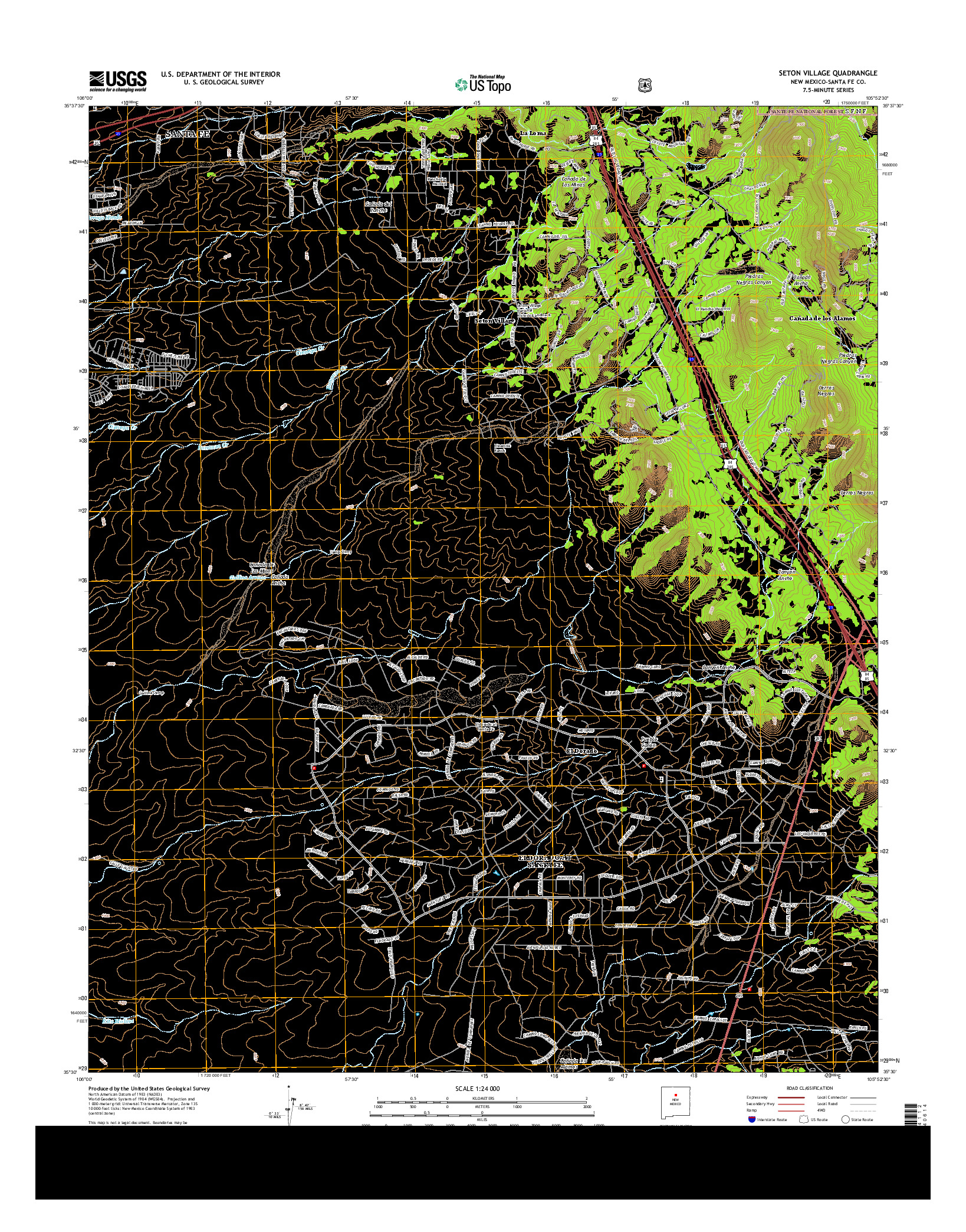 USGS US TOPO 7.5-MINUTE MAP FOR SETON VILLAGE, NM 2013
