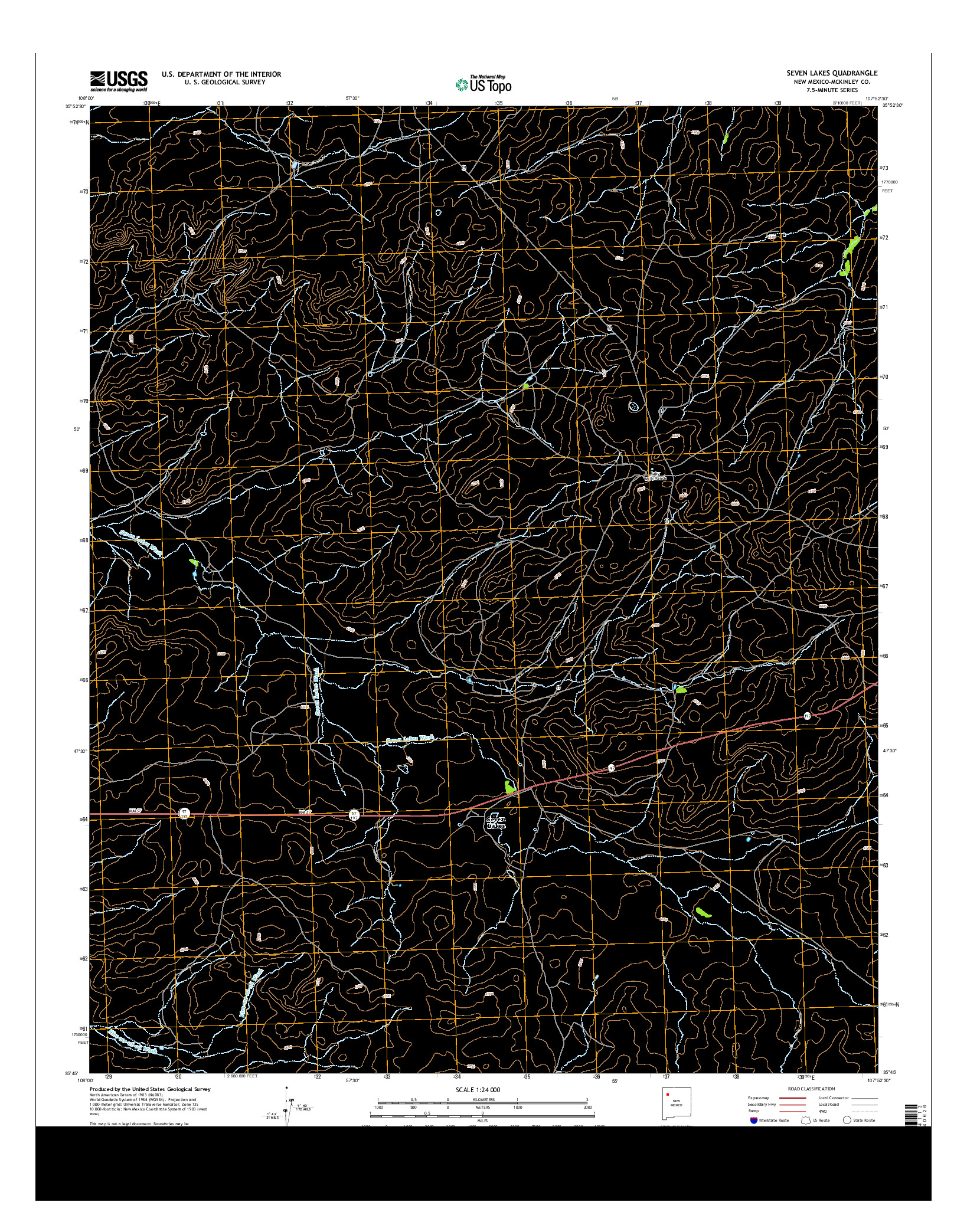 USGS US TOPO 7.5-MINUTE MAP FOR SEVEN LAKES, NM 2013