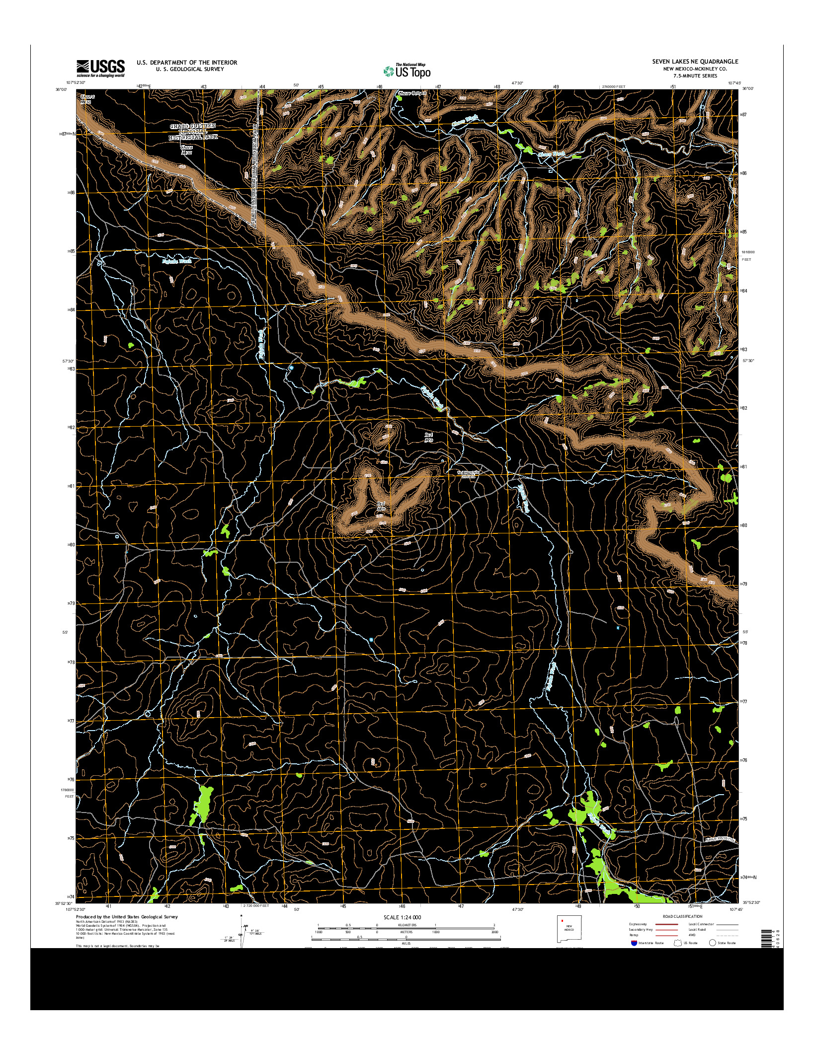 USGS US TOPO 7.5-MINUTE MAP FOR SEVEN LAKES NE, NM 2013