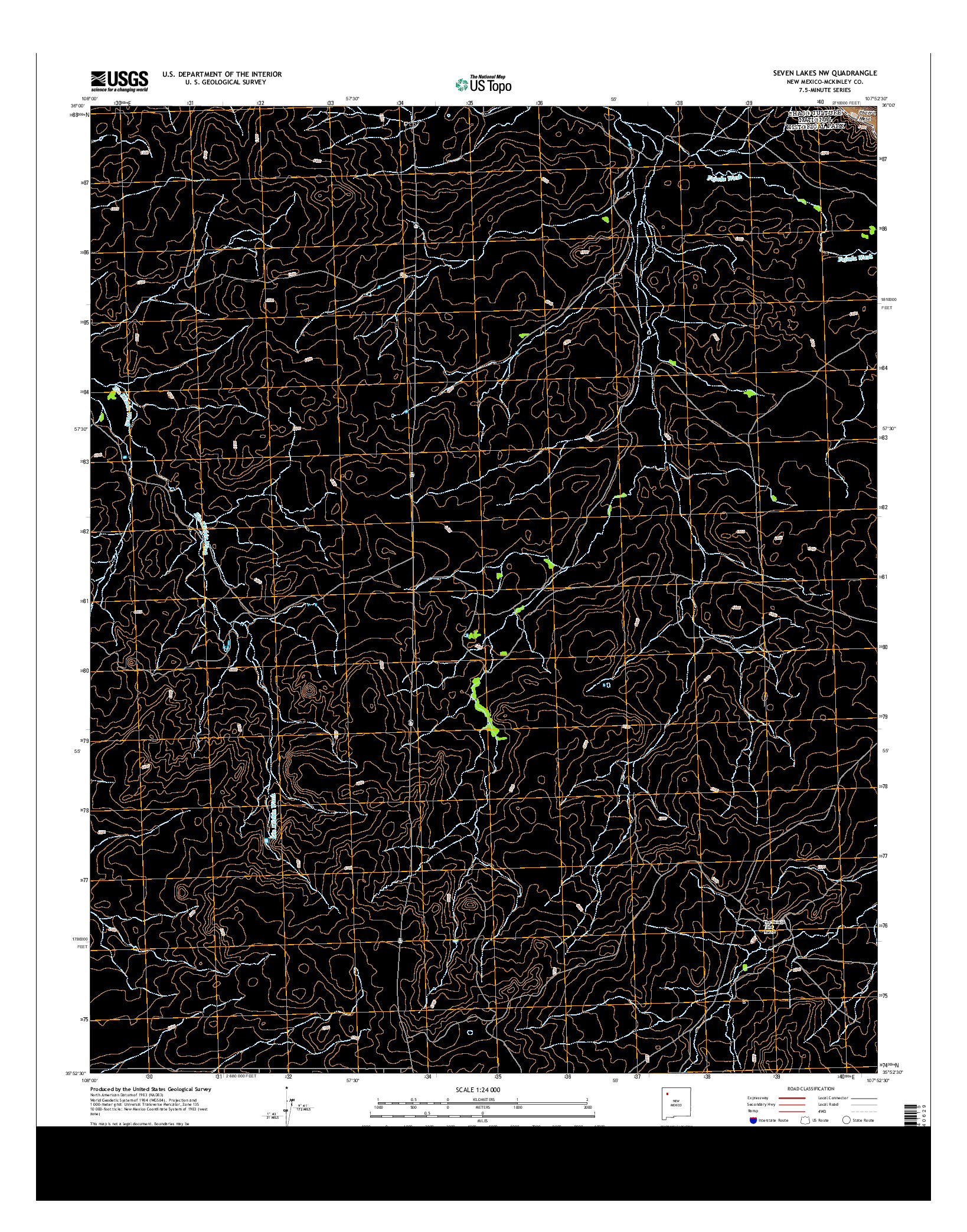 USGS US TOPO 7.5-MINUTE MAP FOR SEVEN LAKES NW, NM 2013