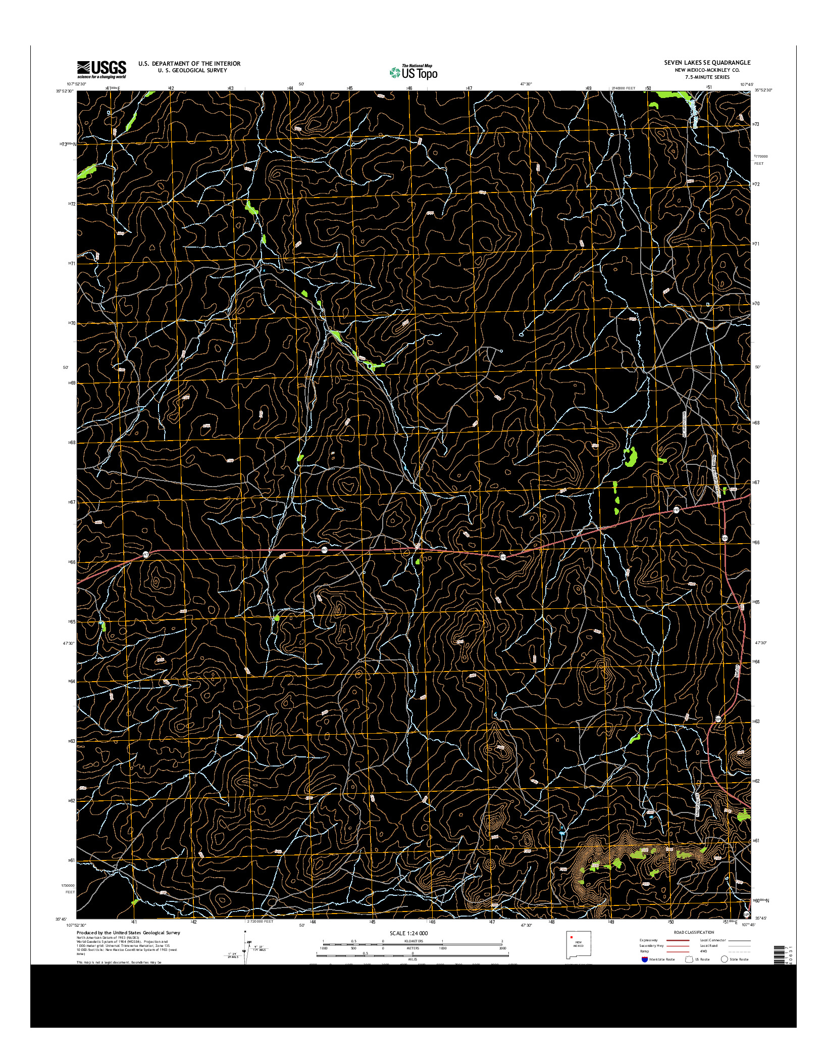 USGS US TOPO 7.5-MINUTE MAP FOR SEVEN LAKES SE, NM 2013