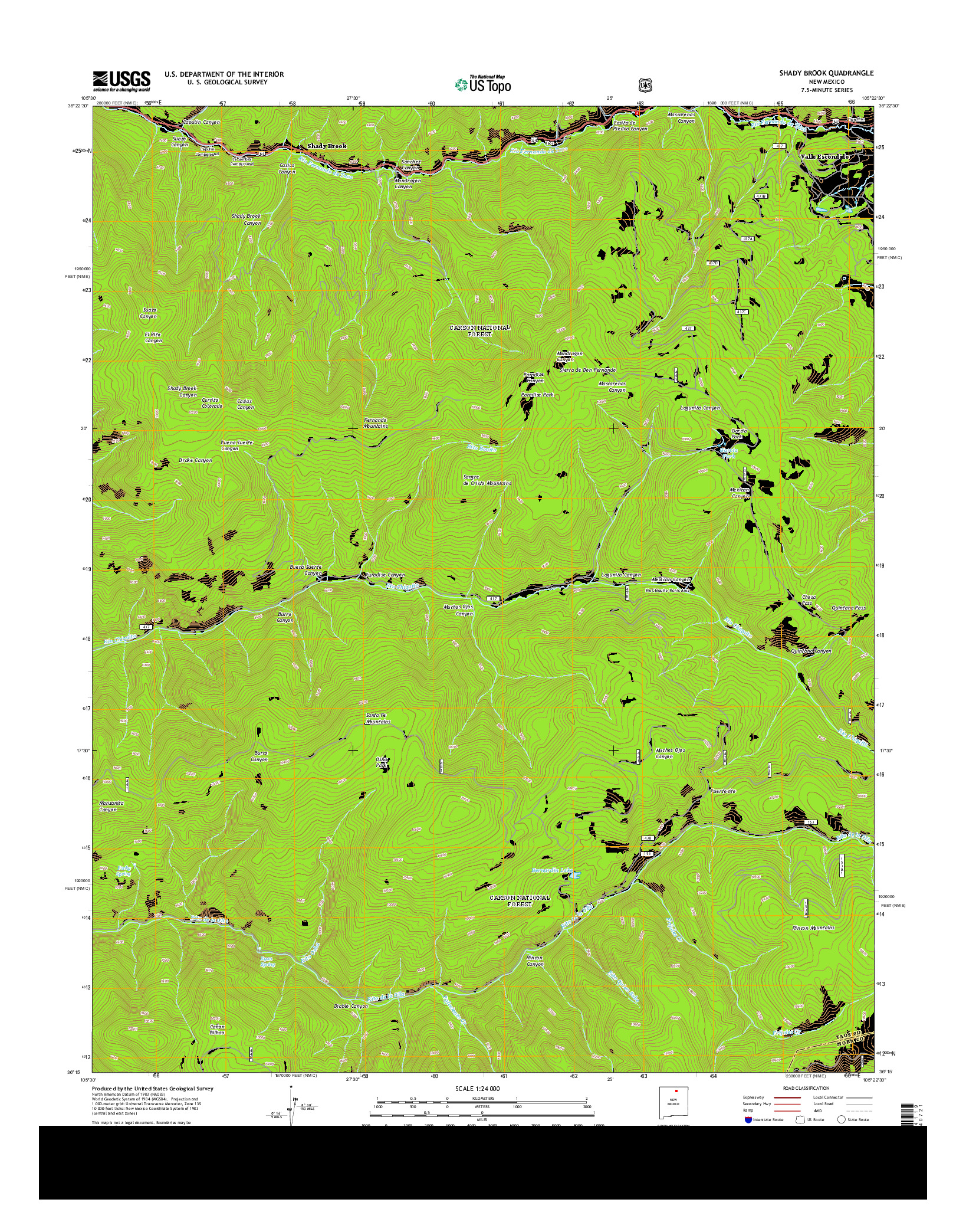 USGS US TOPO 7.5-MINUTE MAP FOR SHADY BROOK, NM 2013