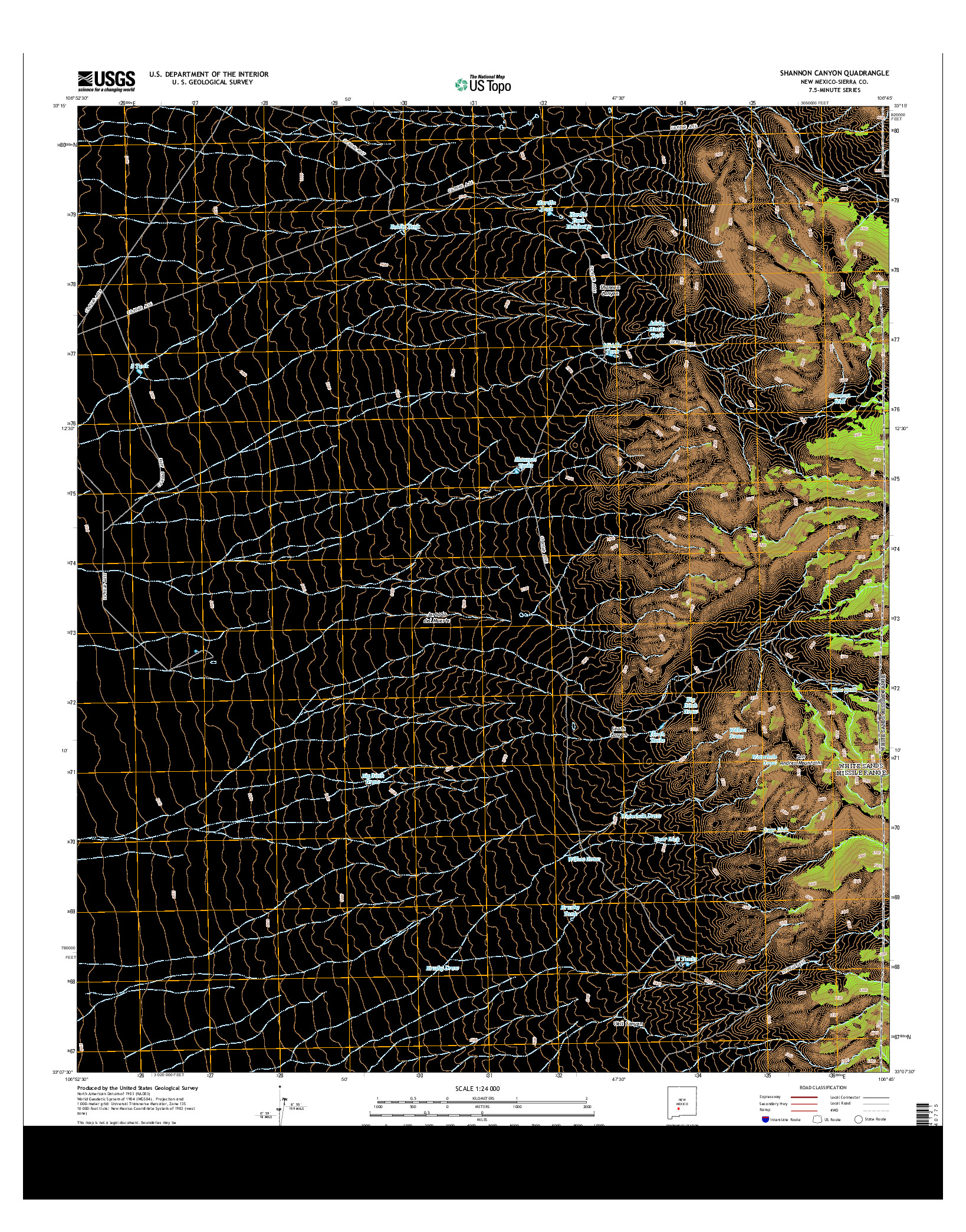 USGS US TOPO 7.5-MINUTE MAP FOR SHANNON CANYON, NM 2013