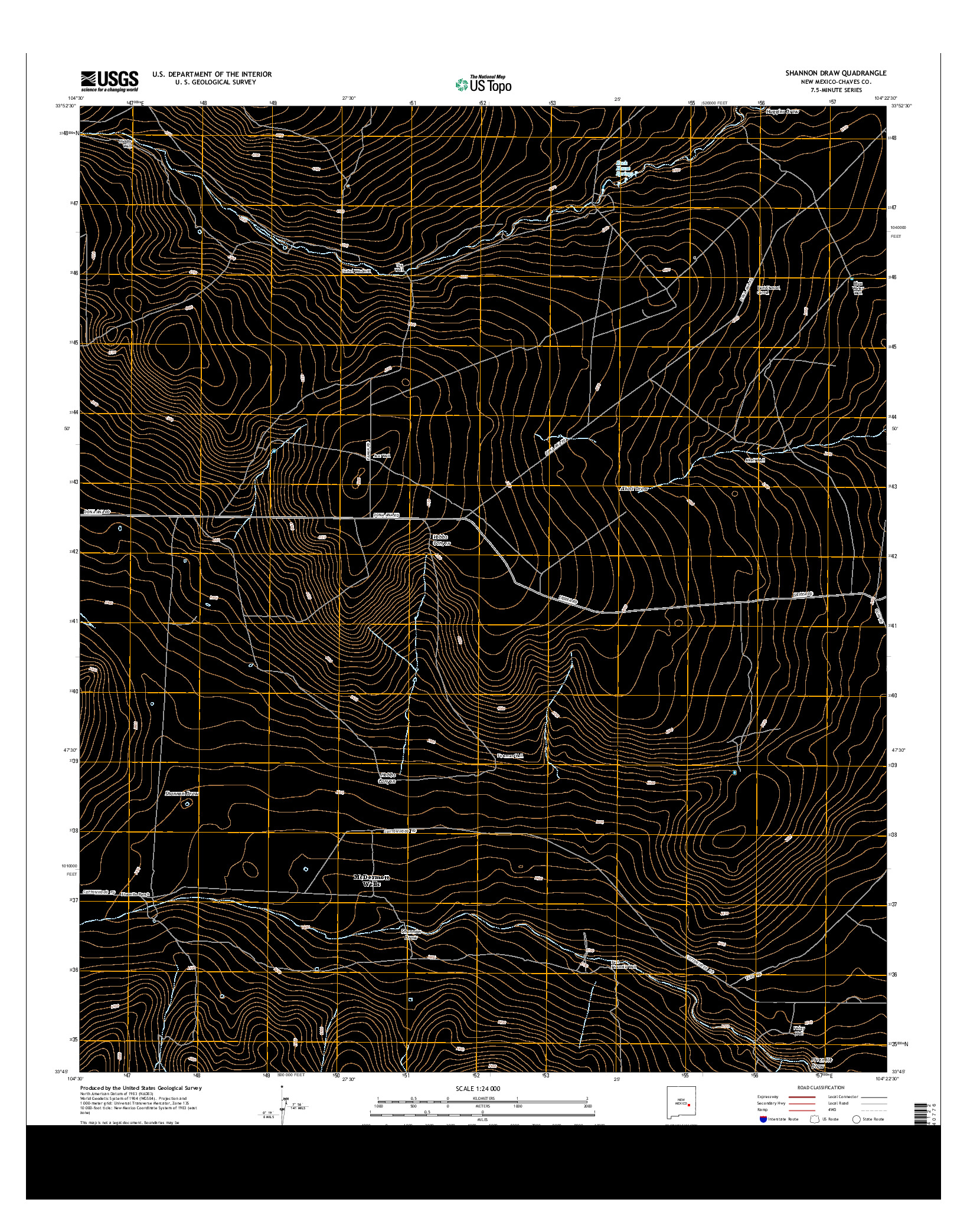 USGS US TOPO 7.5-MINUTE MAP FOR SHANNON DRAW, NM 2013