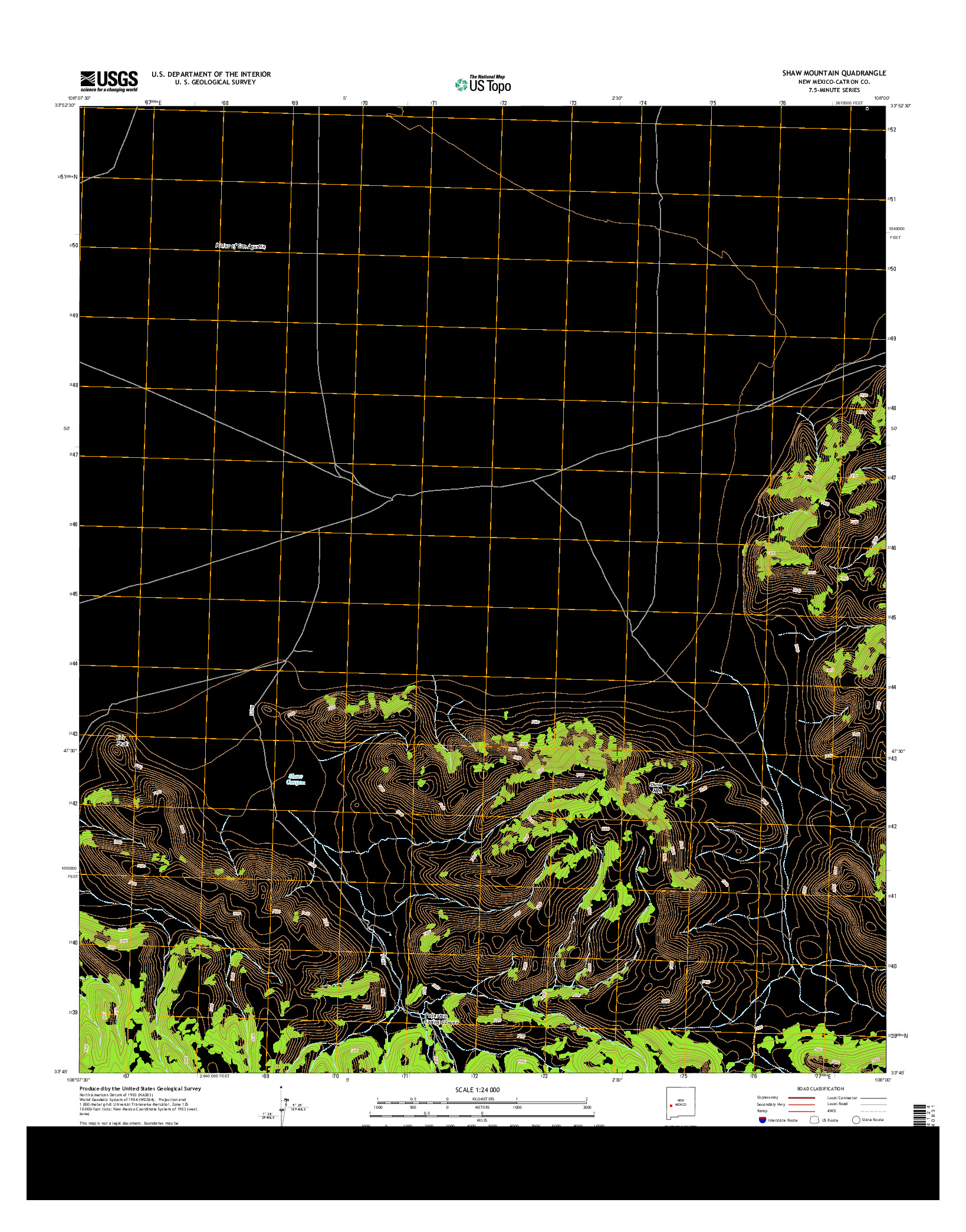 USGS US TOPO 7.5-MINUTE MAP FOR SHAW MOUNTAIN, NM 2013