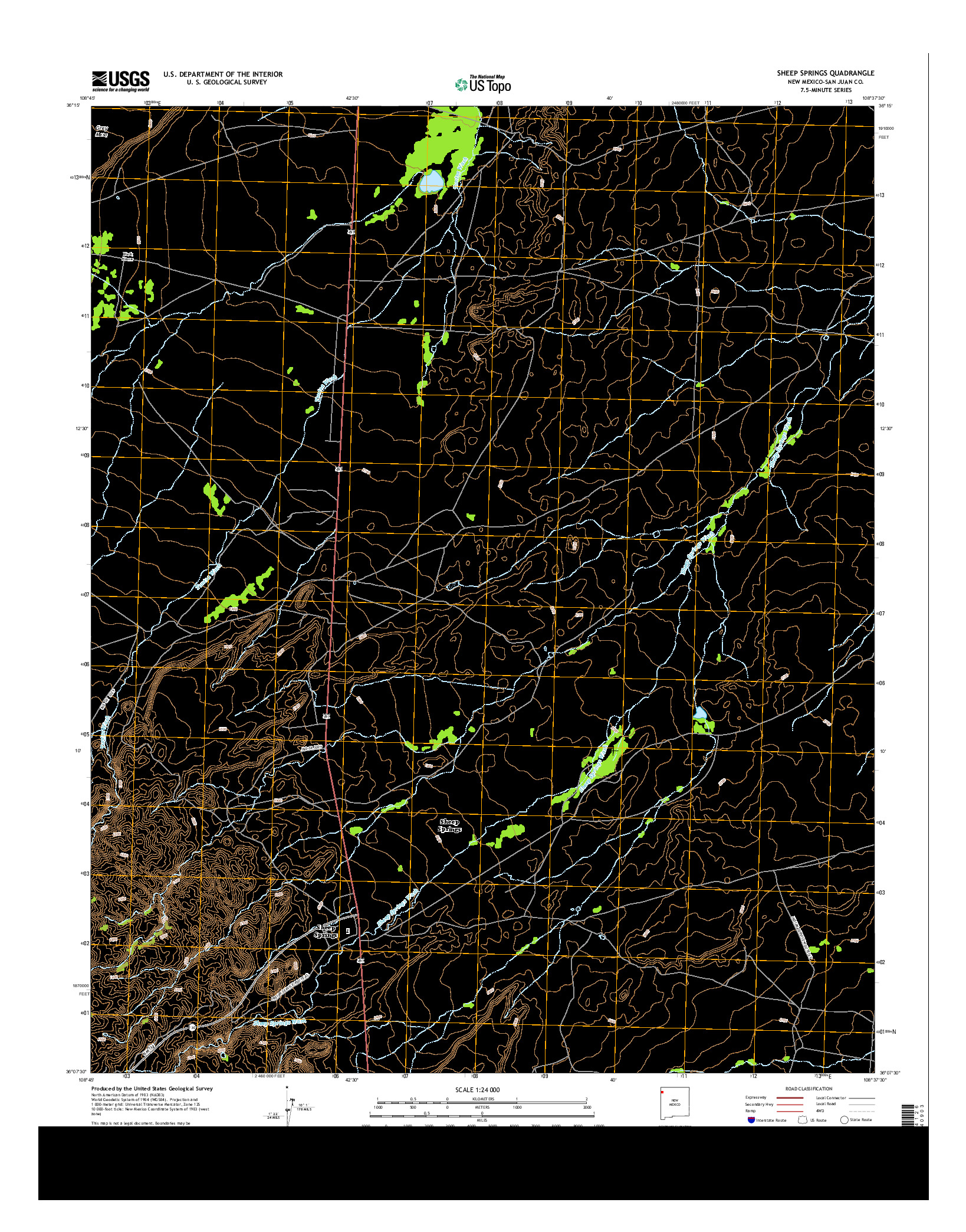 USGS US TOPO 7.5-MINUTE MAP FOR SHEEP SPRINGS, NM 2013