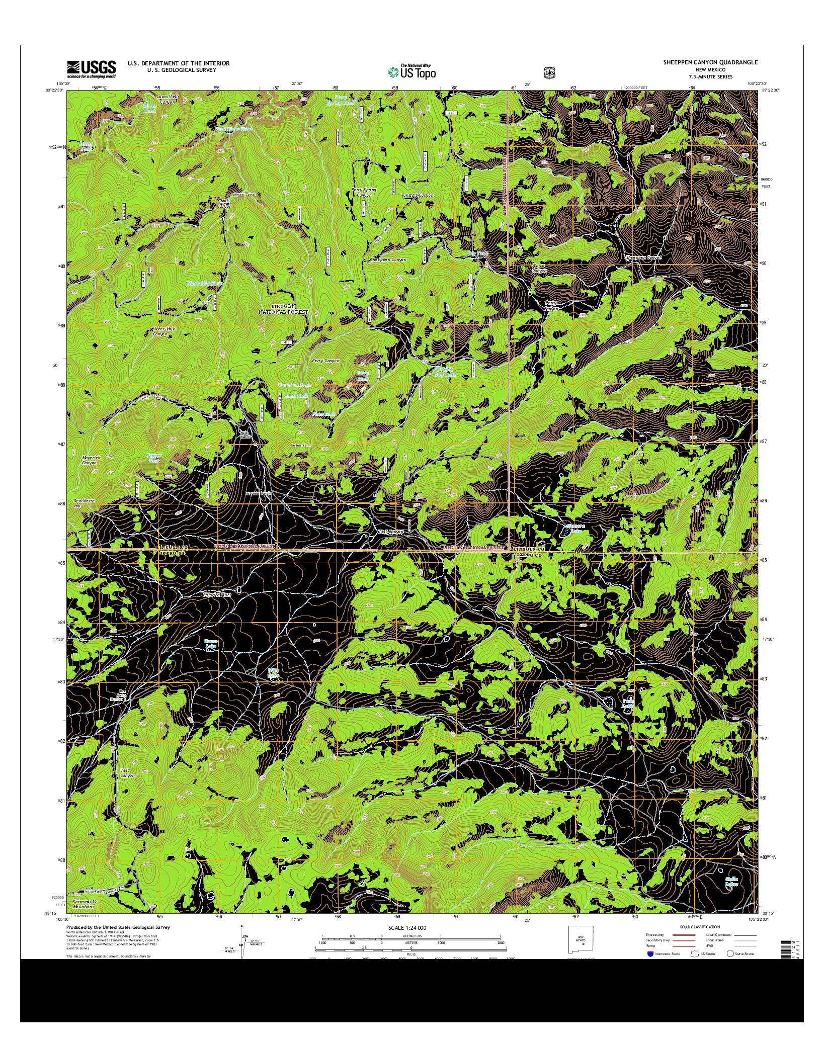 USGS US TOPO 7.5-MINUTE MAP FOR SHEEPPEN CANYON, NM 2013