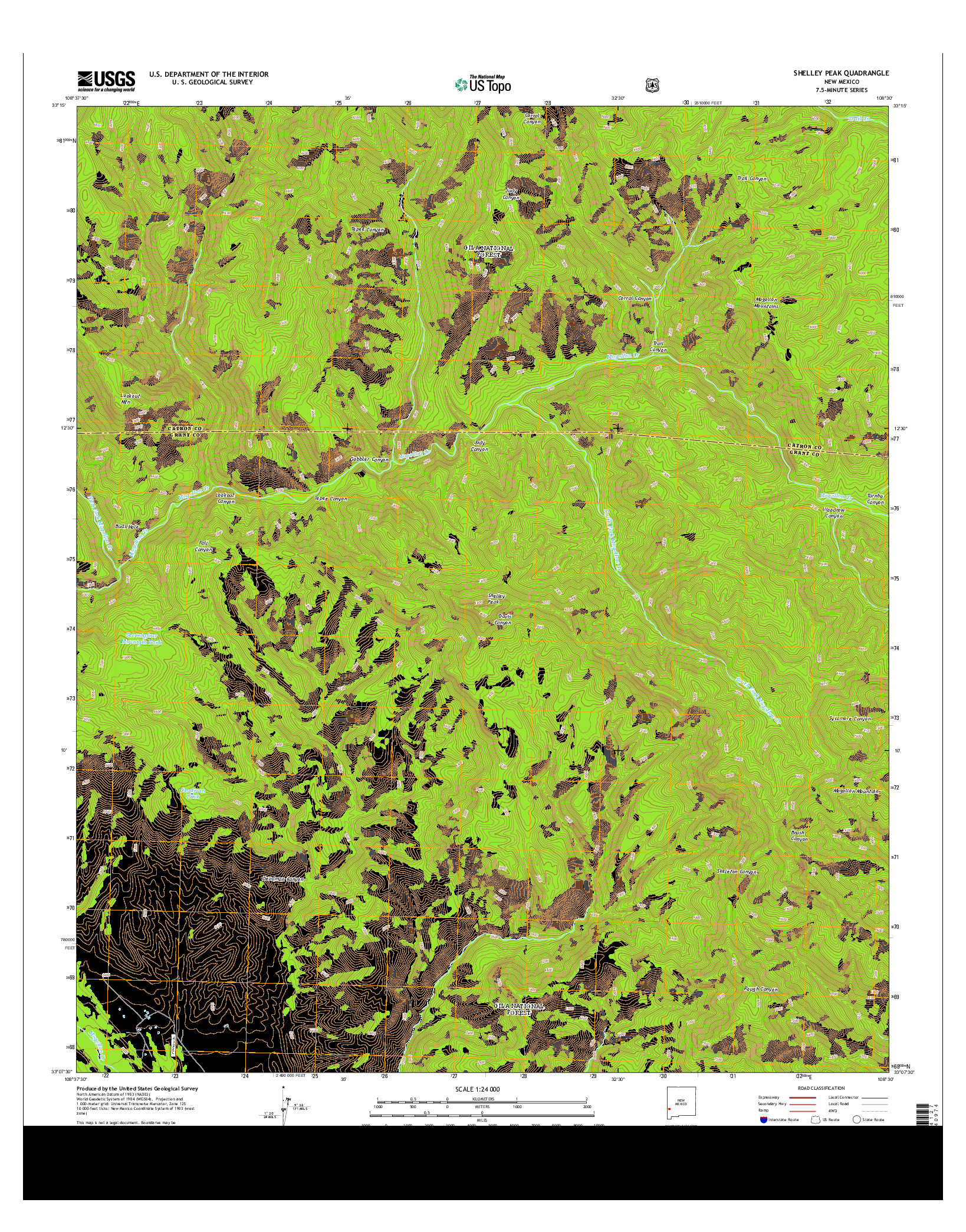 USGS US TOPO 7.5-MINUTE MAP FOR SHELLEY PEAK, NM 2013