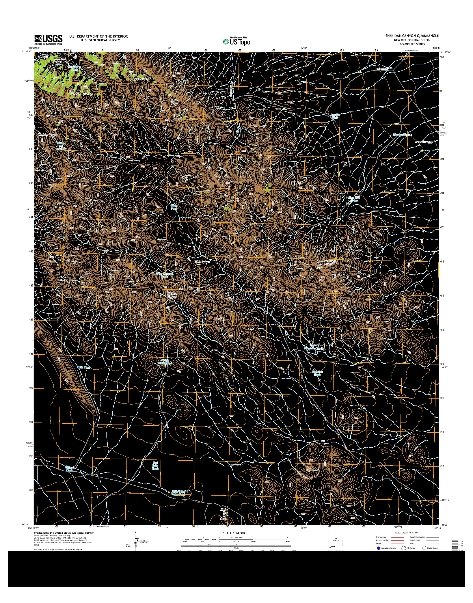 USGS US TOPO 7.5-MINUTE MAP FOR SHERIDAN CANYON, NM 2013