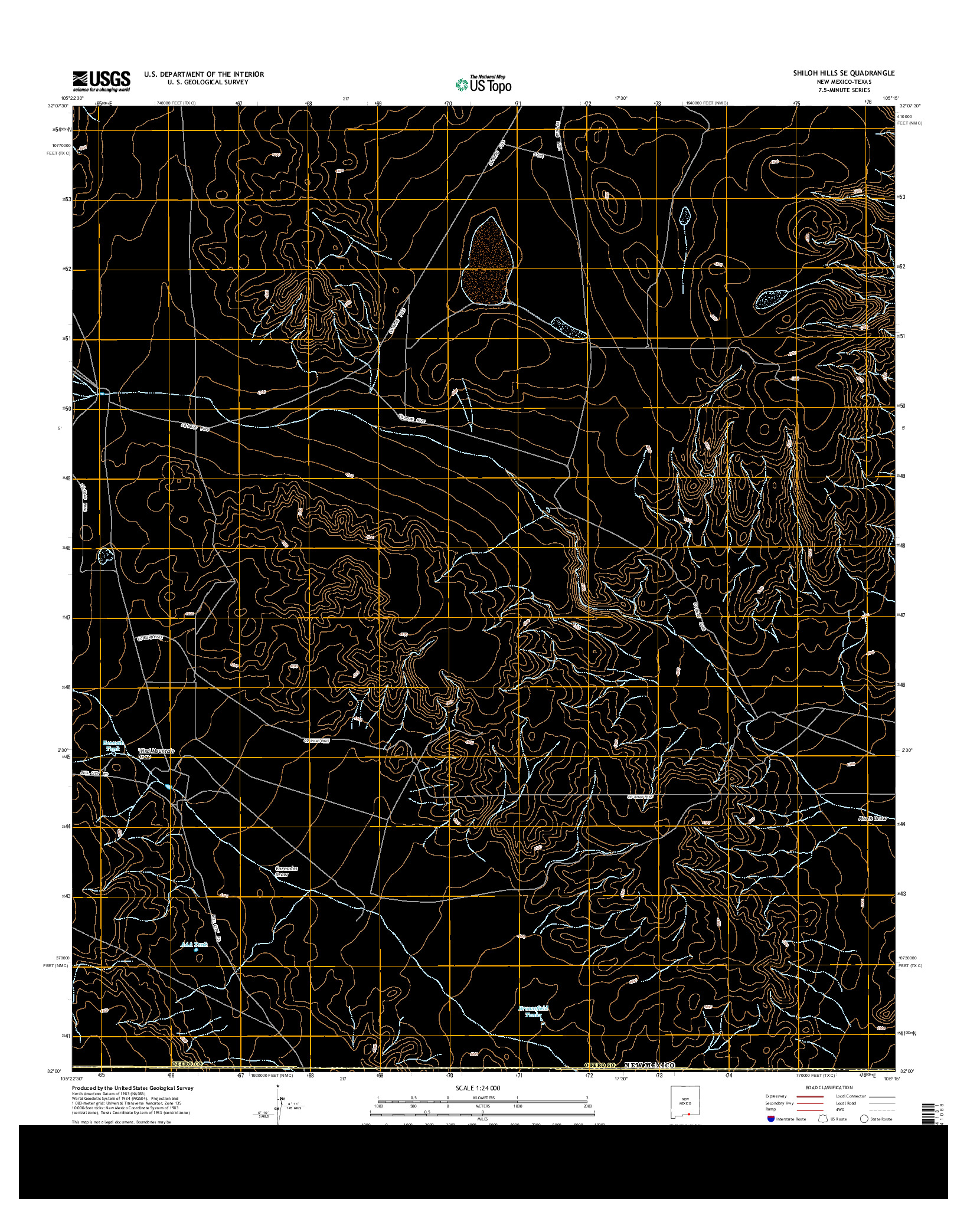 USGS US TOPO 7.5-MINUTE MAP FOR SHILOH HILLS SE, NM-TX 2013