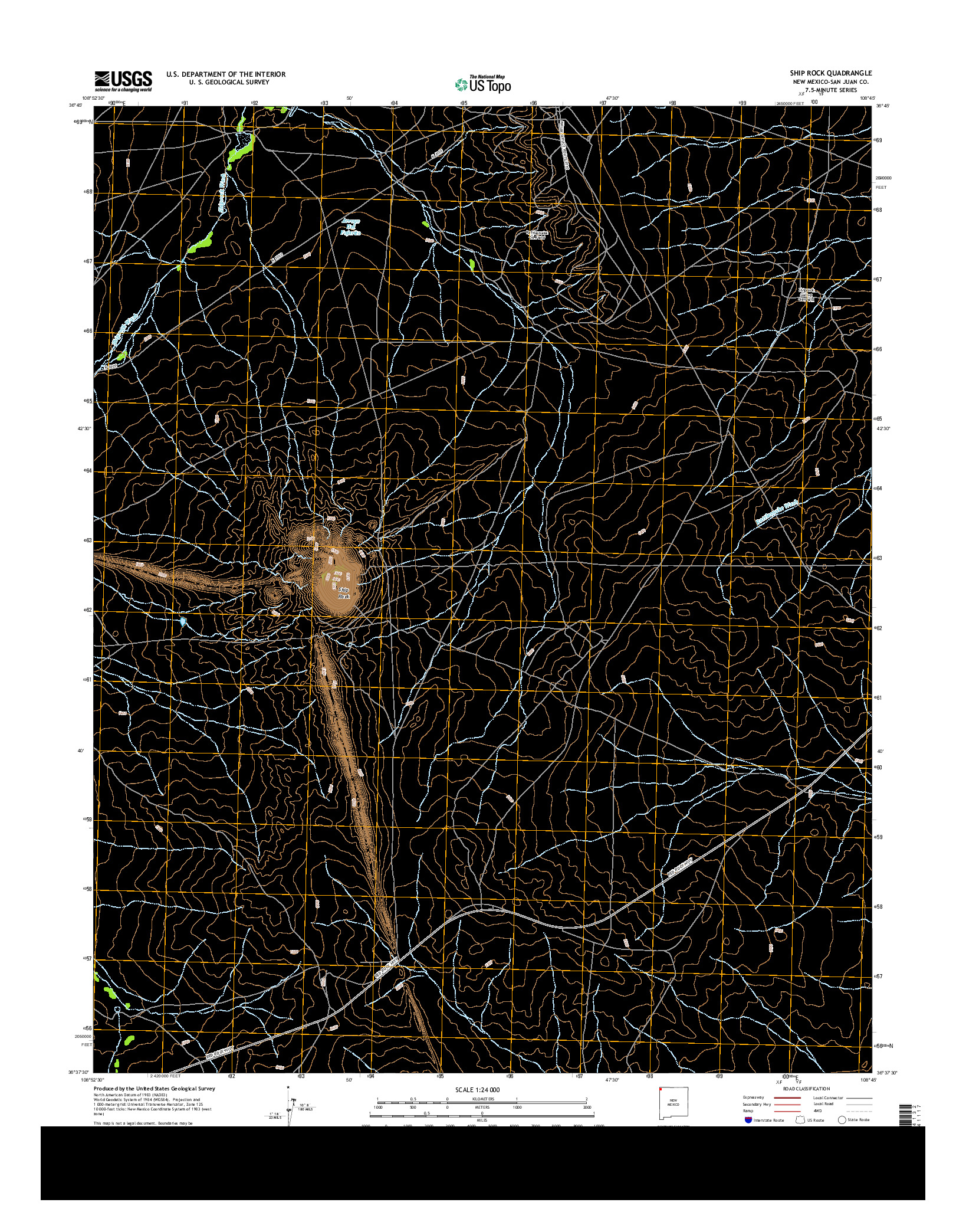 USGS US TOPO 7.5-MINUTE MAP FOR SHIP ROCK, NM 2013