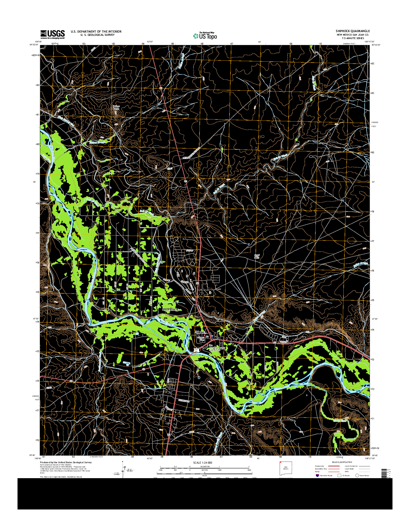 USGS US TOPO 7.5-MINUTE MAP FOR SHIPROCK, NM 2013