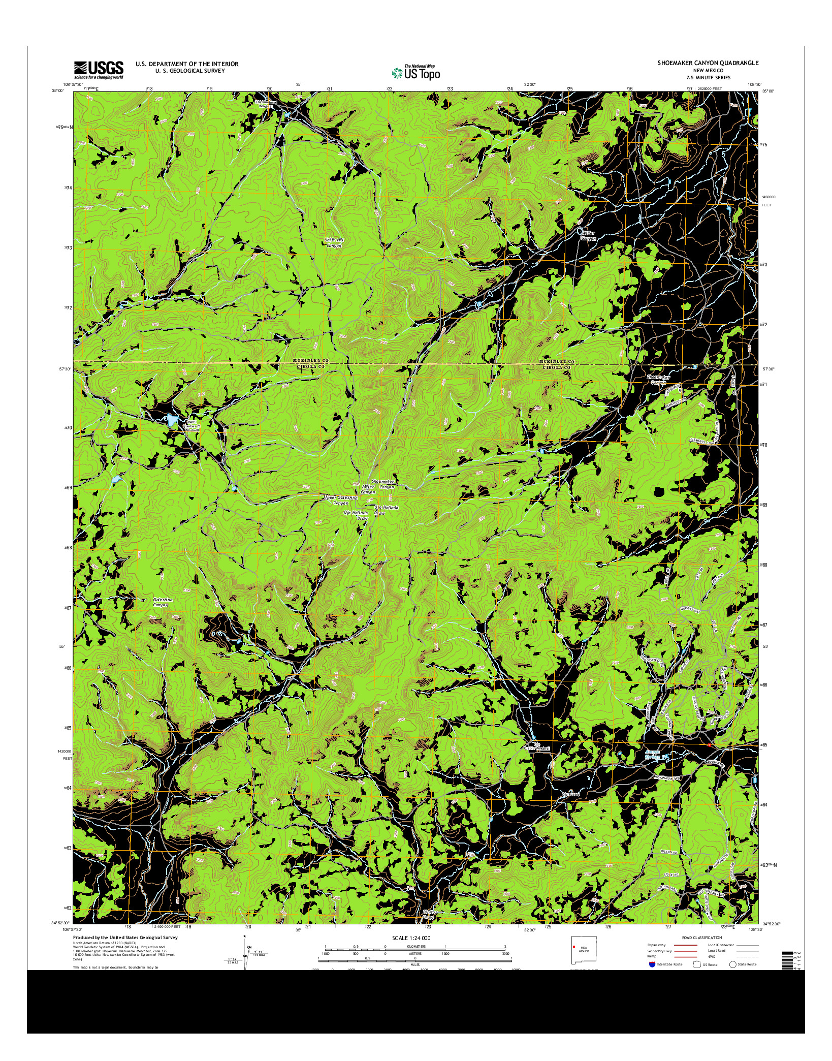 USGS US TOPO 7.5-MINUTE MAP FOR SHOEMAKER CANYON, NM 2013