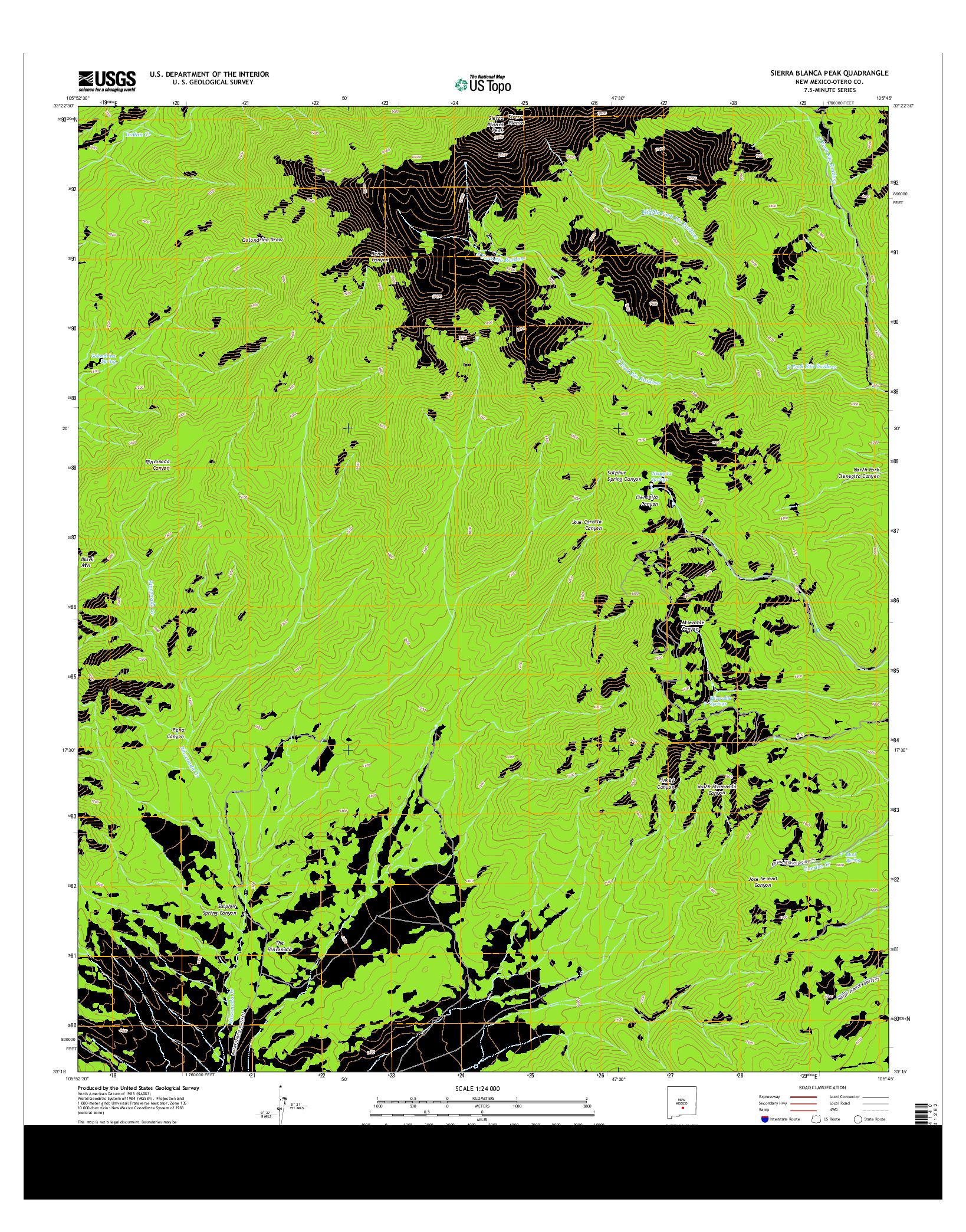 USGS US TOPO 7.5-MINUTE MAP FOR SIERRA BLANCA PEAK, NM 2013