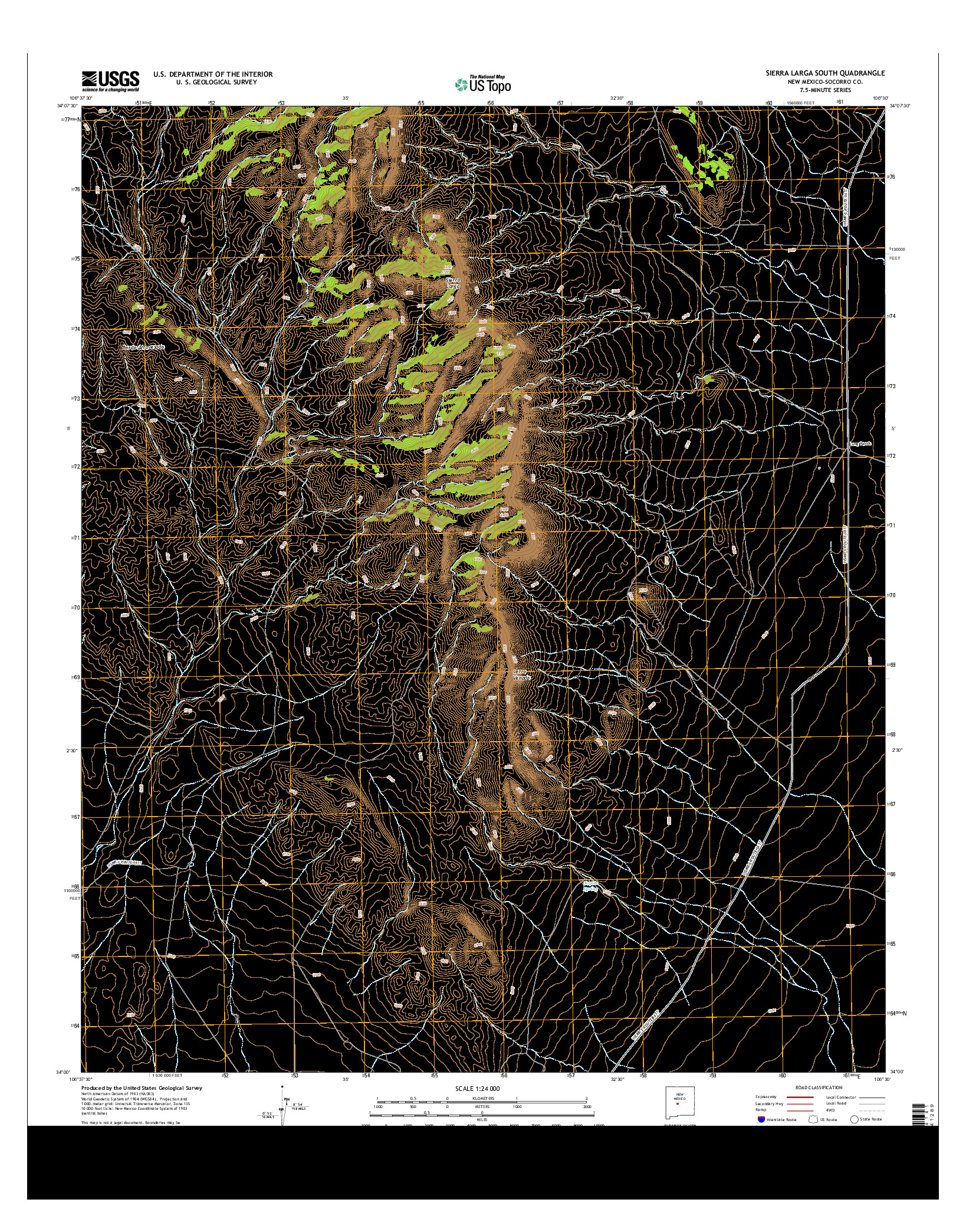 USGS US TOPO 7.5-MINUTE MAP FOR SIERRA LARGA SOUTH, NM 2013