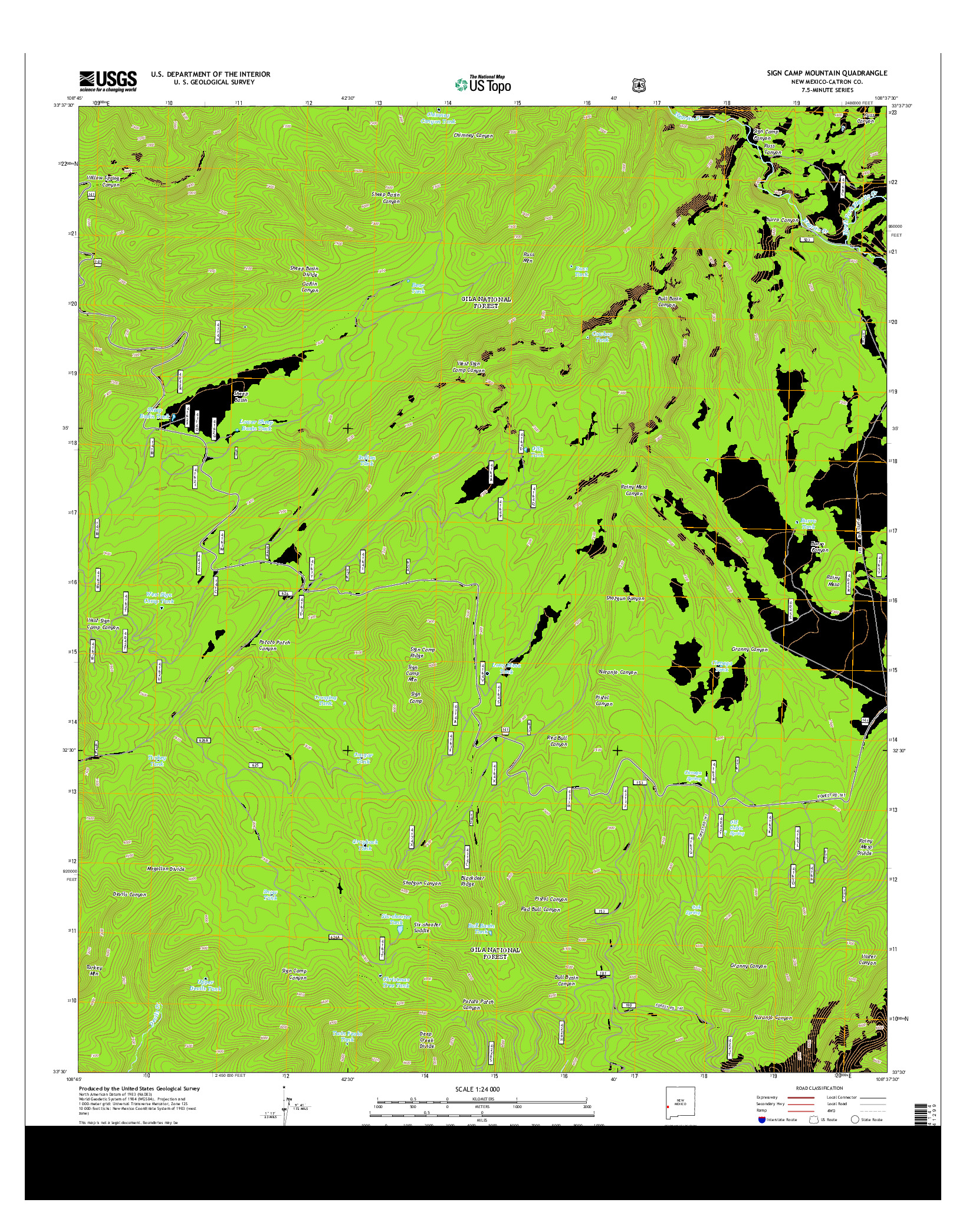 USGS US TOPO 7.5-MINUTE MAP FOR SIGN CAMP MOUNTAIN, NM 2013