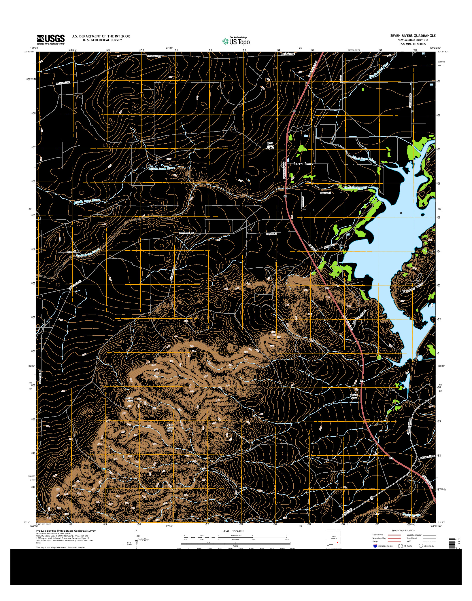 USGS US TOPO 7.5-MINUTE MAP FOR SEVEN RIVERS, NM 2013