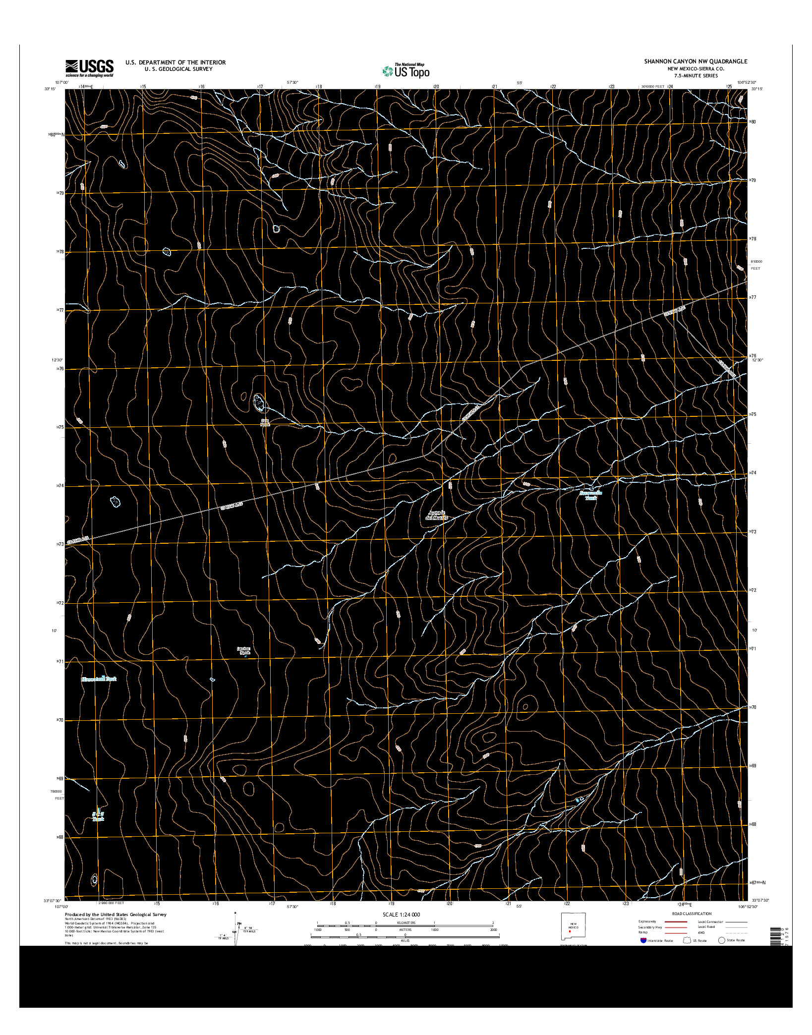 USGS US TOPO 7.5-MINUTE MAP FOR SHANNON CANYON NW, NM 2013