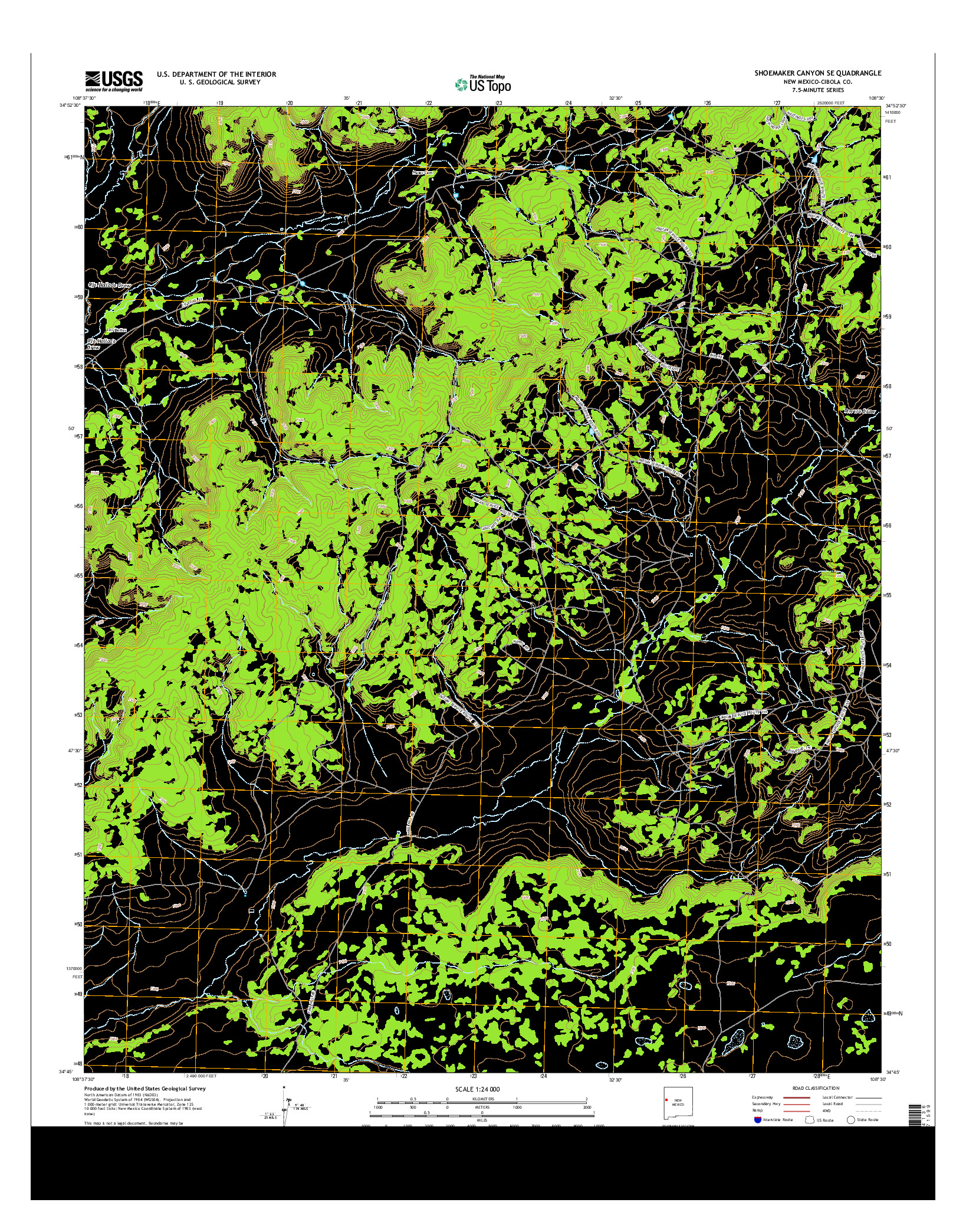 USGS US TOPO 7.5-MINUTE MAP FOR SHOEMAKER CANYON SE, NM 2013
