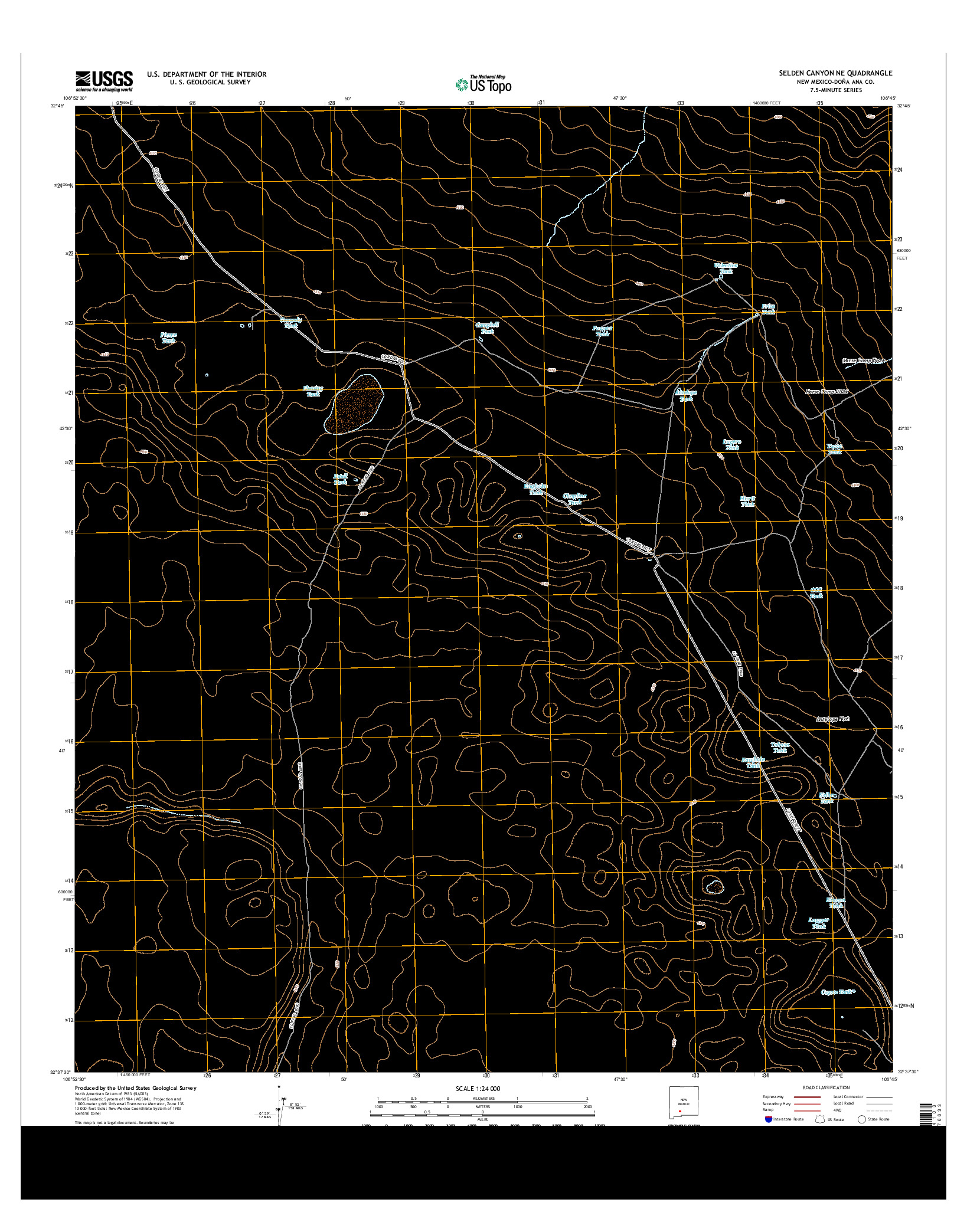 USGS US TOPO 7.5-MINUTE MAP FOR SELDEN CANYON NE, NM 2013