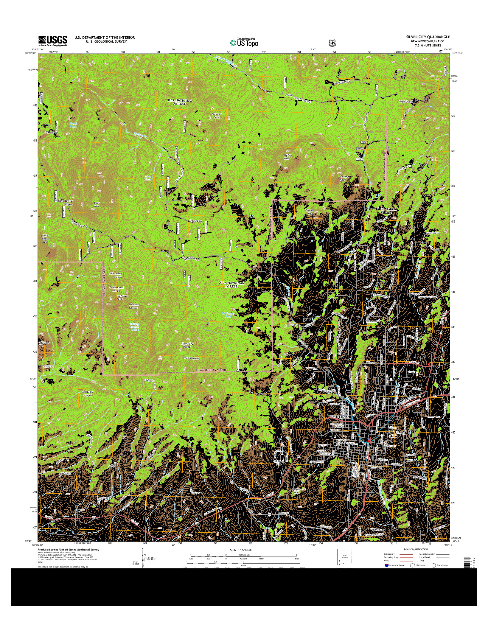 USGS US TOPO 7.5-MINUTE MAP FOR SILVER CITY, NM 2013