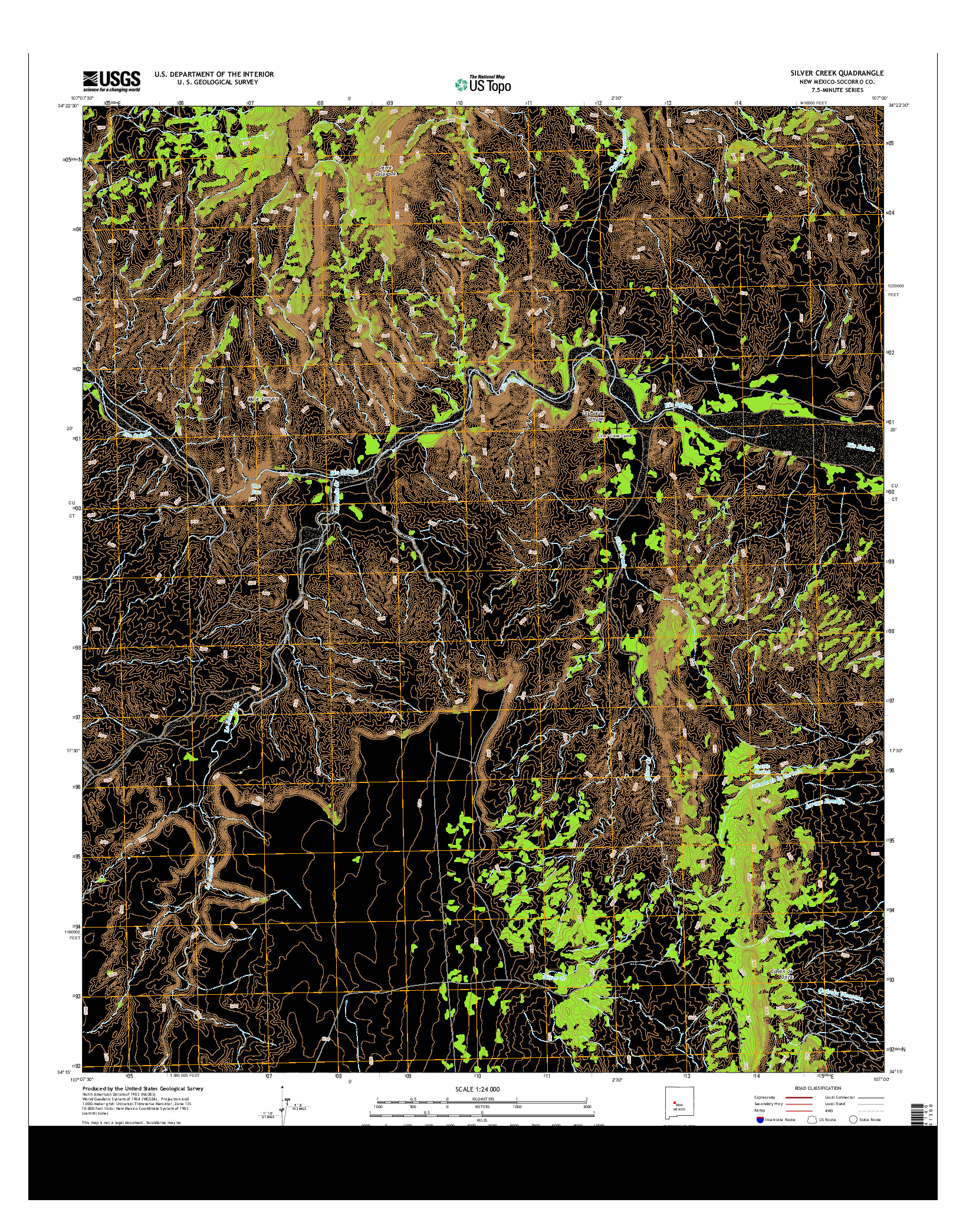 USGS US TOPO 7.5-MINUTE MAP FOR SILVER CREEK, NM 2013