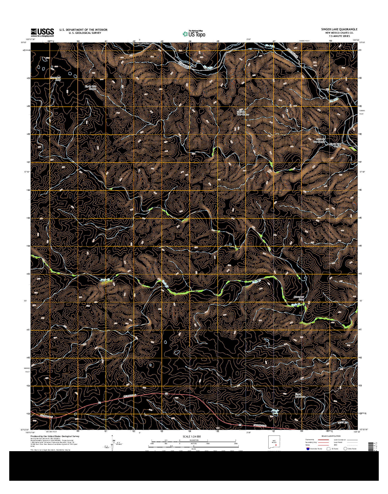 USGS US TOPO 7.5-MINUTE MAP FOR SINGER LAKE, NM 2013