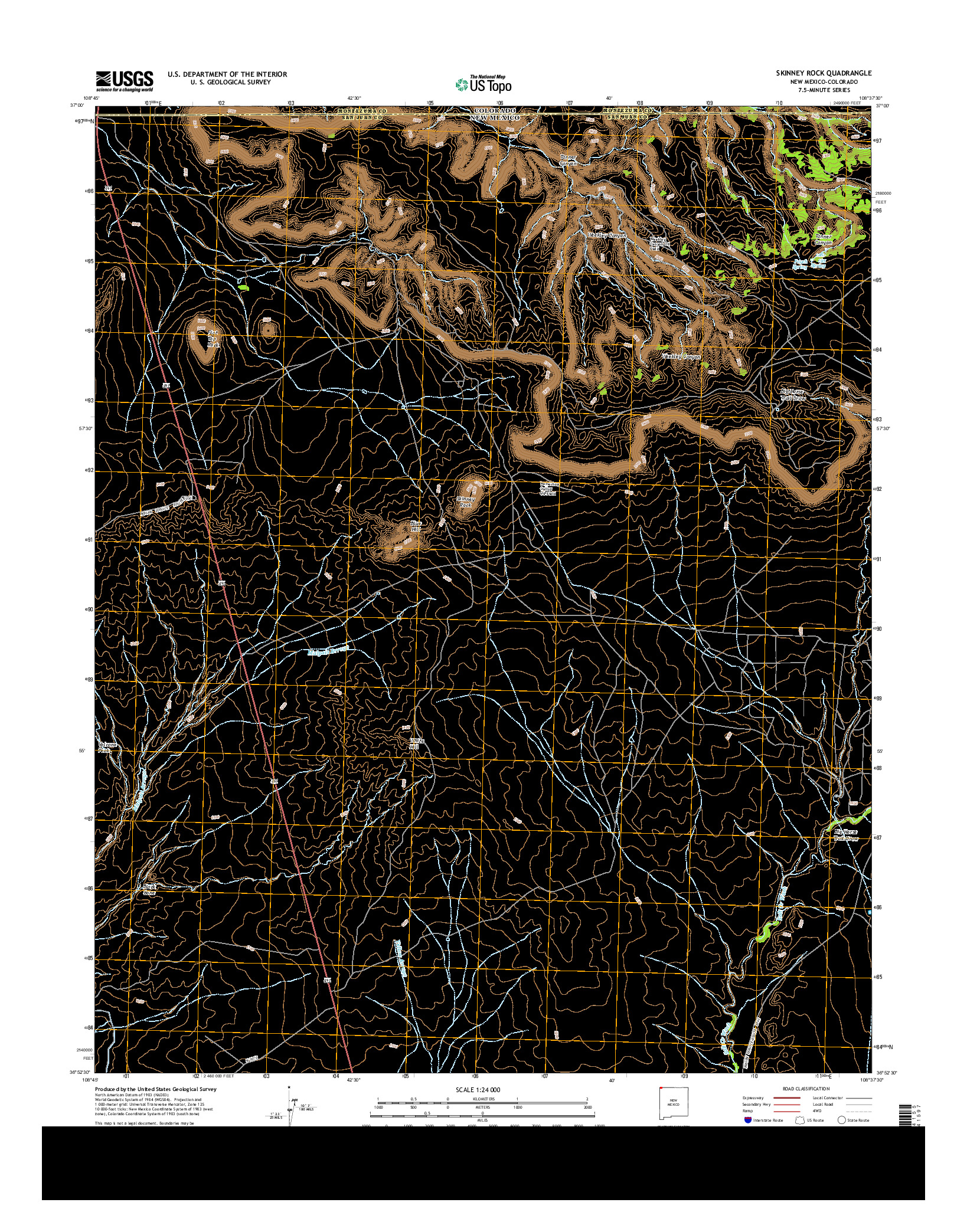 USGS US TOPO 7.5-MINUTE MAP FOR SKINNEY ROCK, NM-CO 2013
