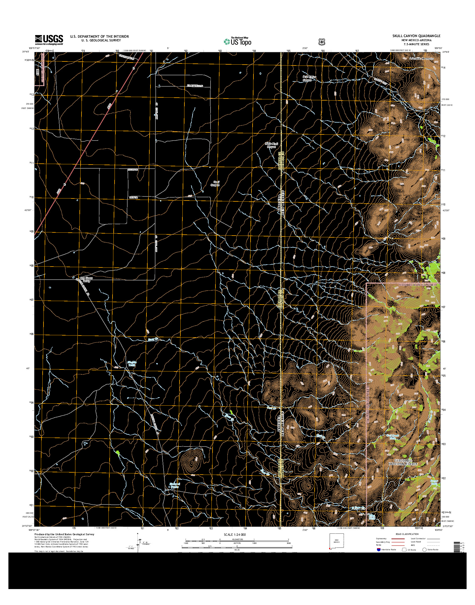 USGS US TOPO 7.5-MINUTE MAP FOR SKULL CANYON, NM-AZ 2013