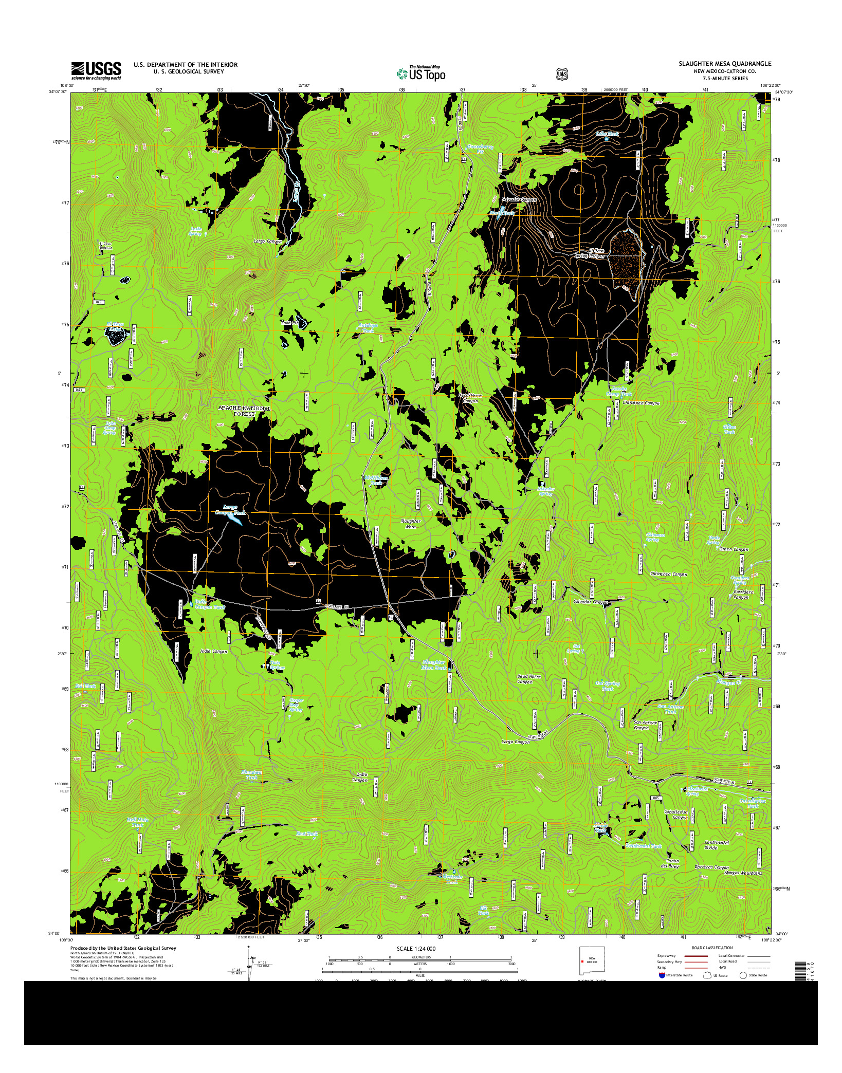 USGS US TOPO 7.5-MINUTE MAP FOR SLAUGHTER MESA, NM 2013