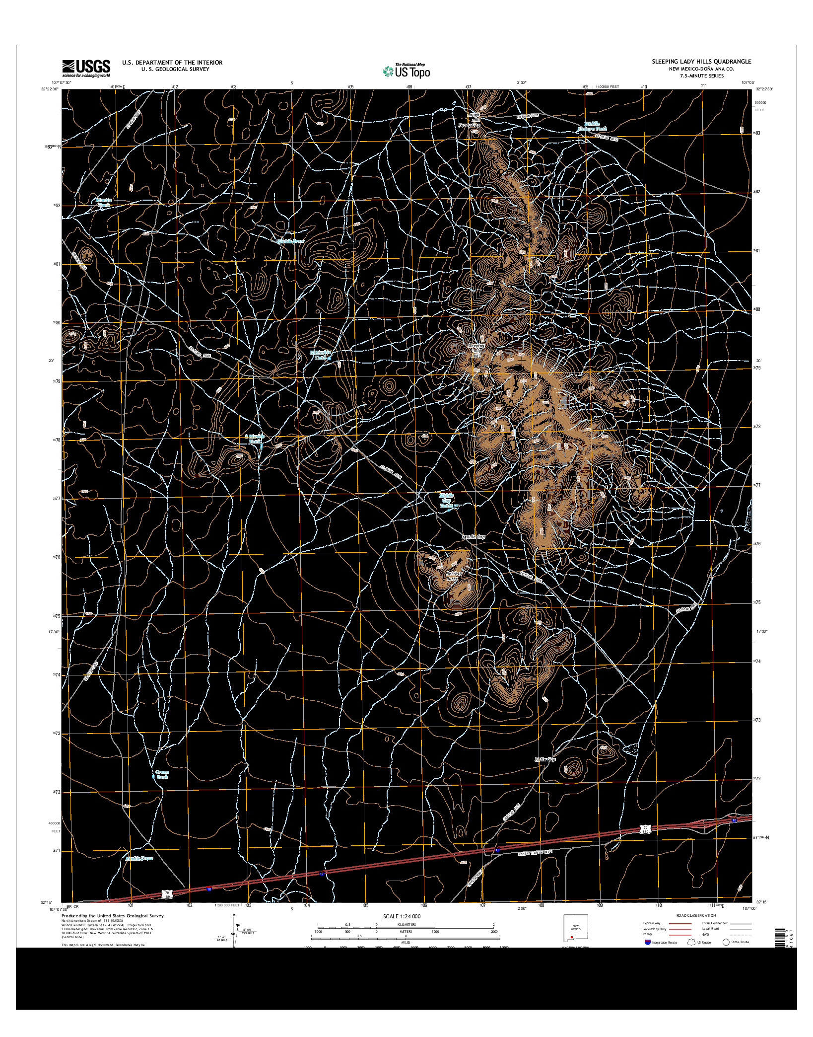 USGS US TOPO 7.5-MINUTE MAP FOR SLEEPING LADY HILLS, NM 2013