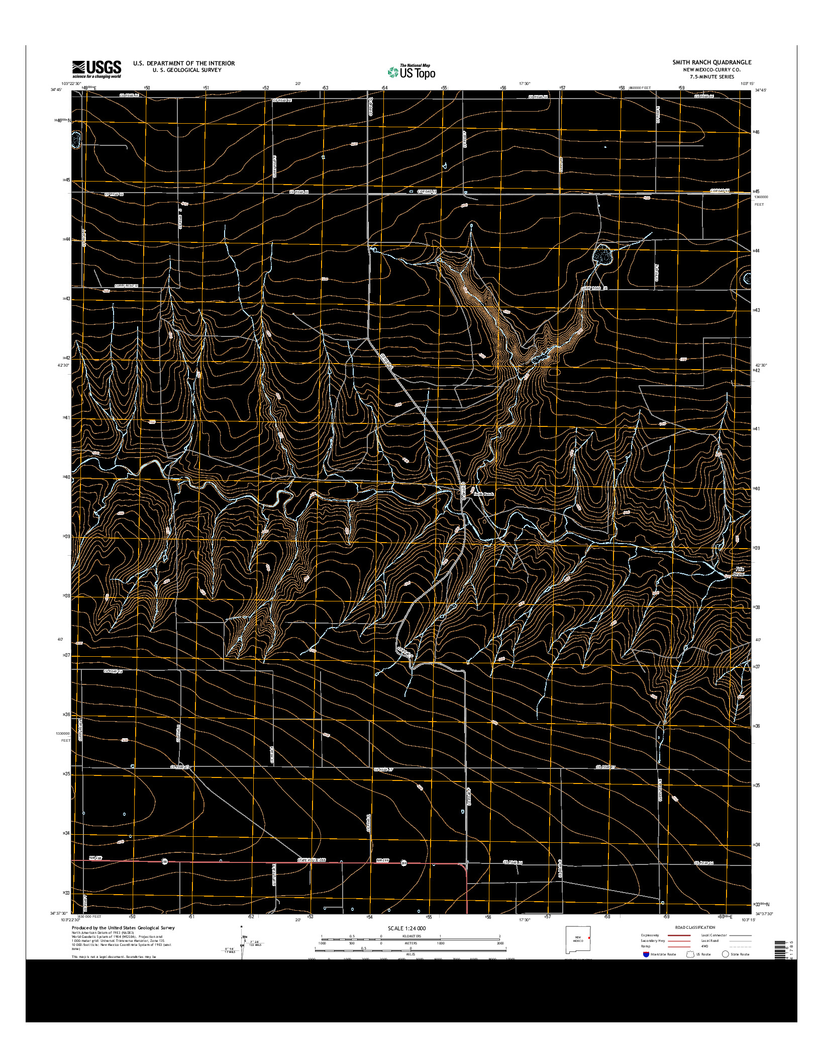 USGS US TOPO 7.5-MINUTE MAP FOR SMITH RANCH, NM 2013