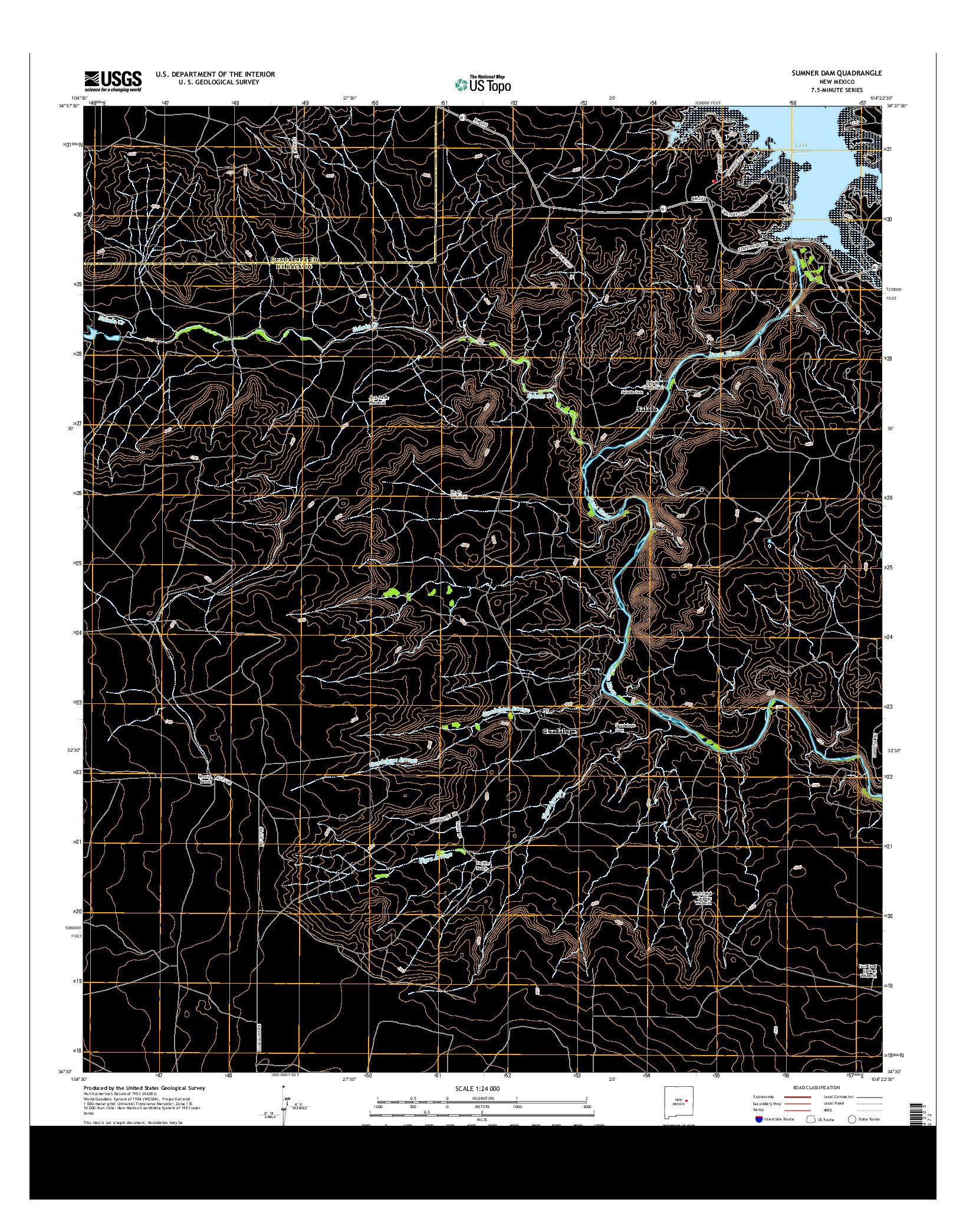 USGS US TOPO 7.5-MINUTE MAP FOR SUMNER DAM, NM 2013