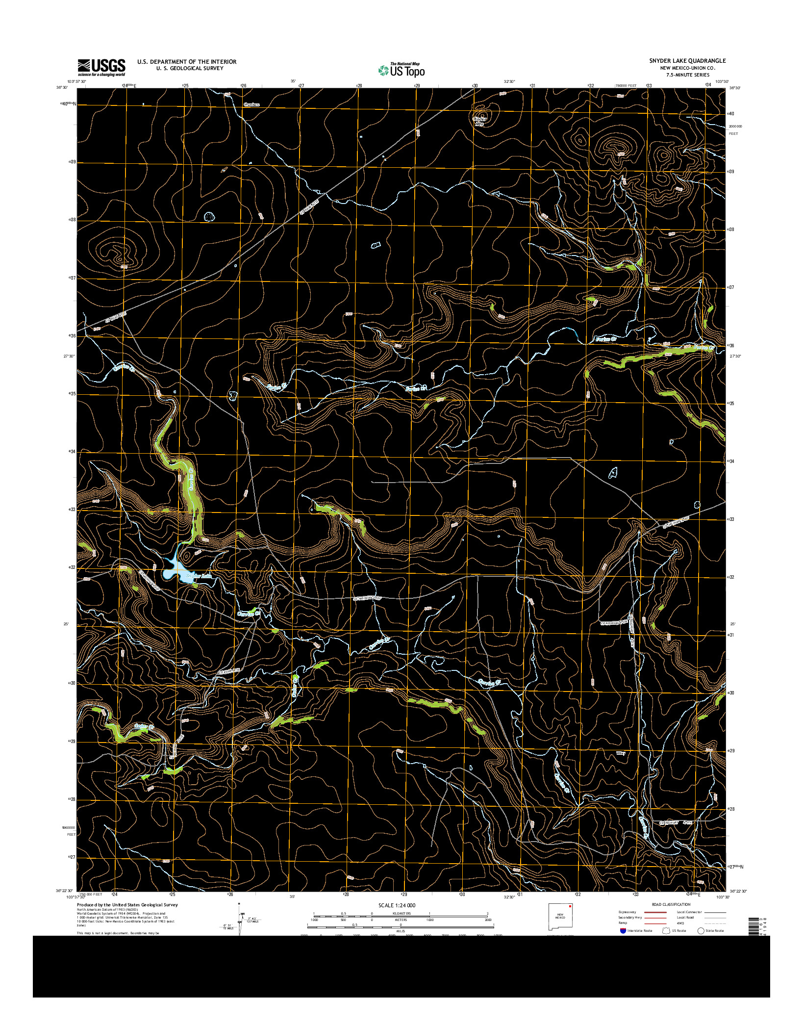 USGS US TOPO 7.5-MINUTE MAP FOR SNYDER LAKE, NM 2013