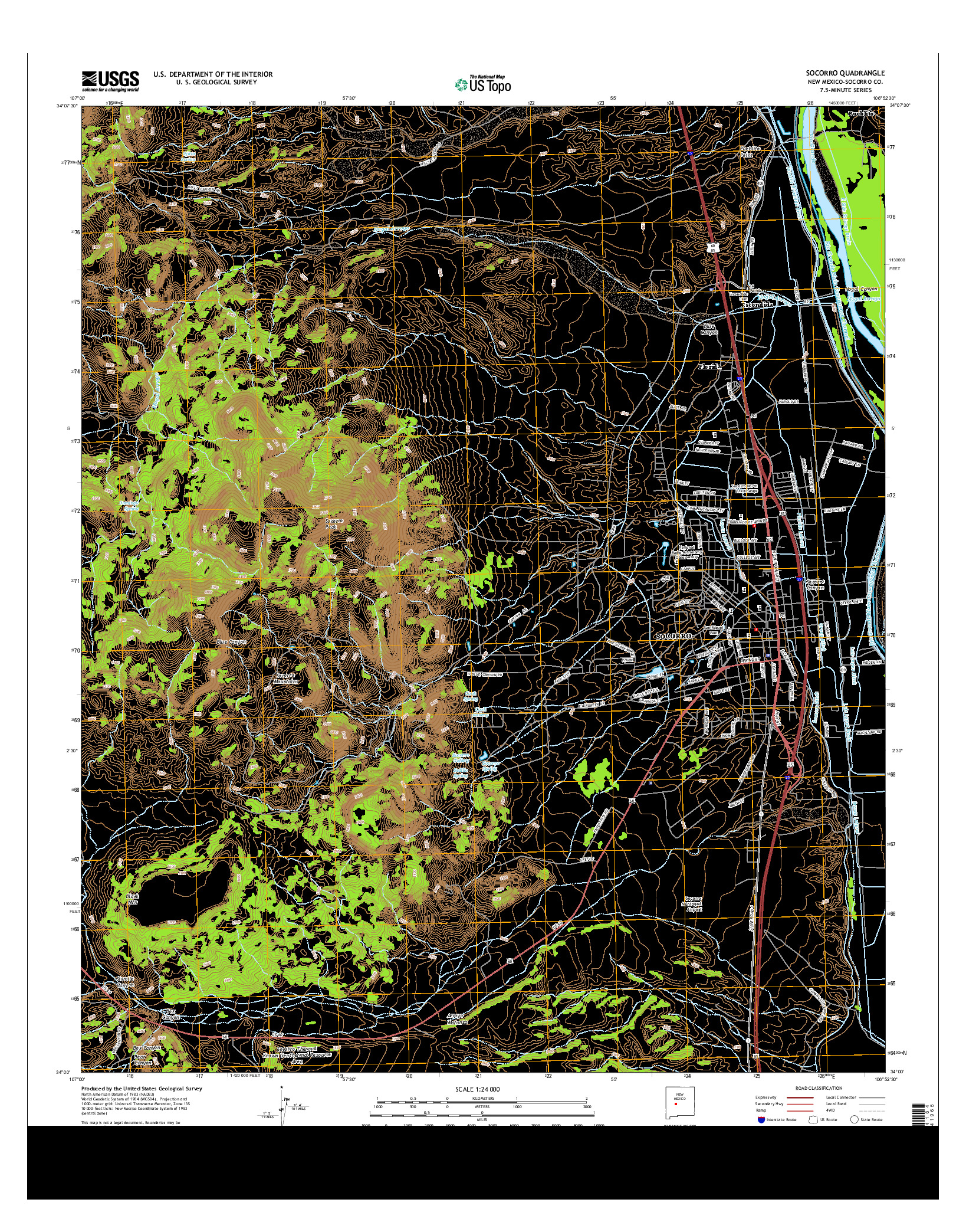 USGS US TOPO 7.5-MINUTE MAP FOR SOCORRO, NM 2013
