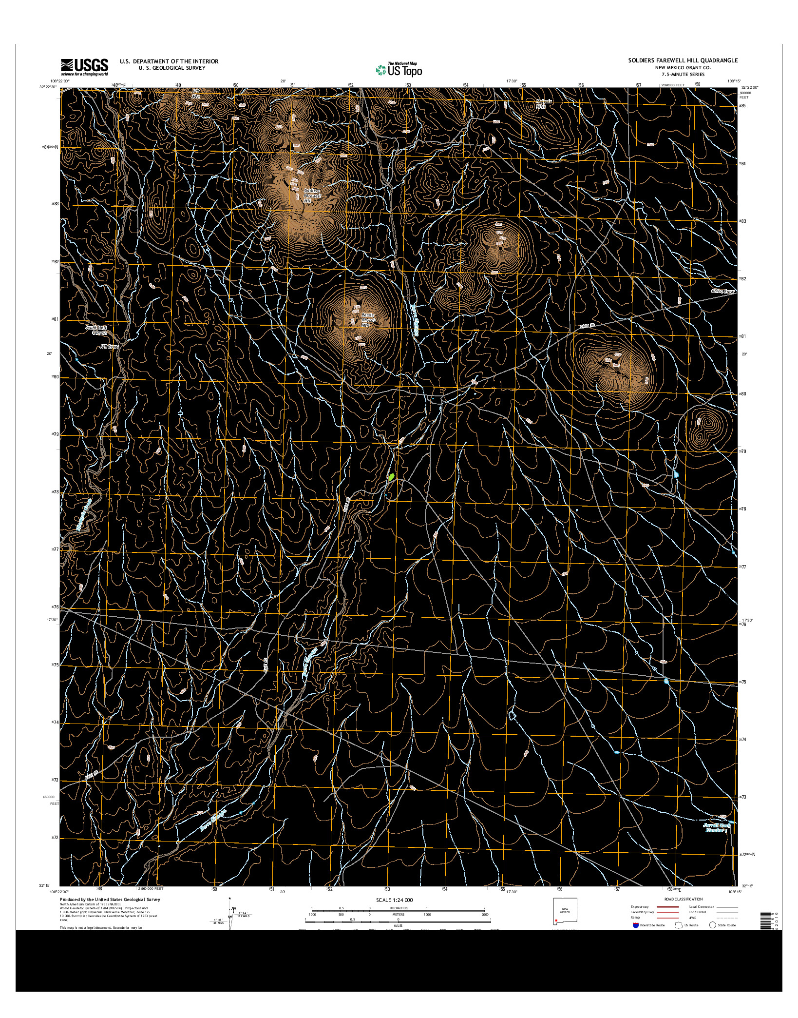 USGS US TOPO 7.5-MINUTE MAP FOR SOLDIERS FAREWELL HILL, NM 2013