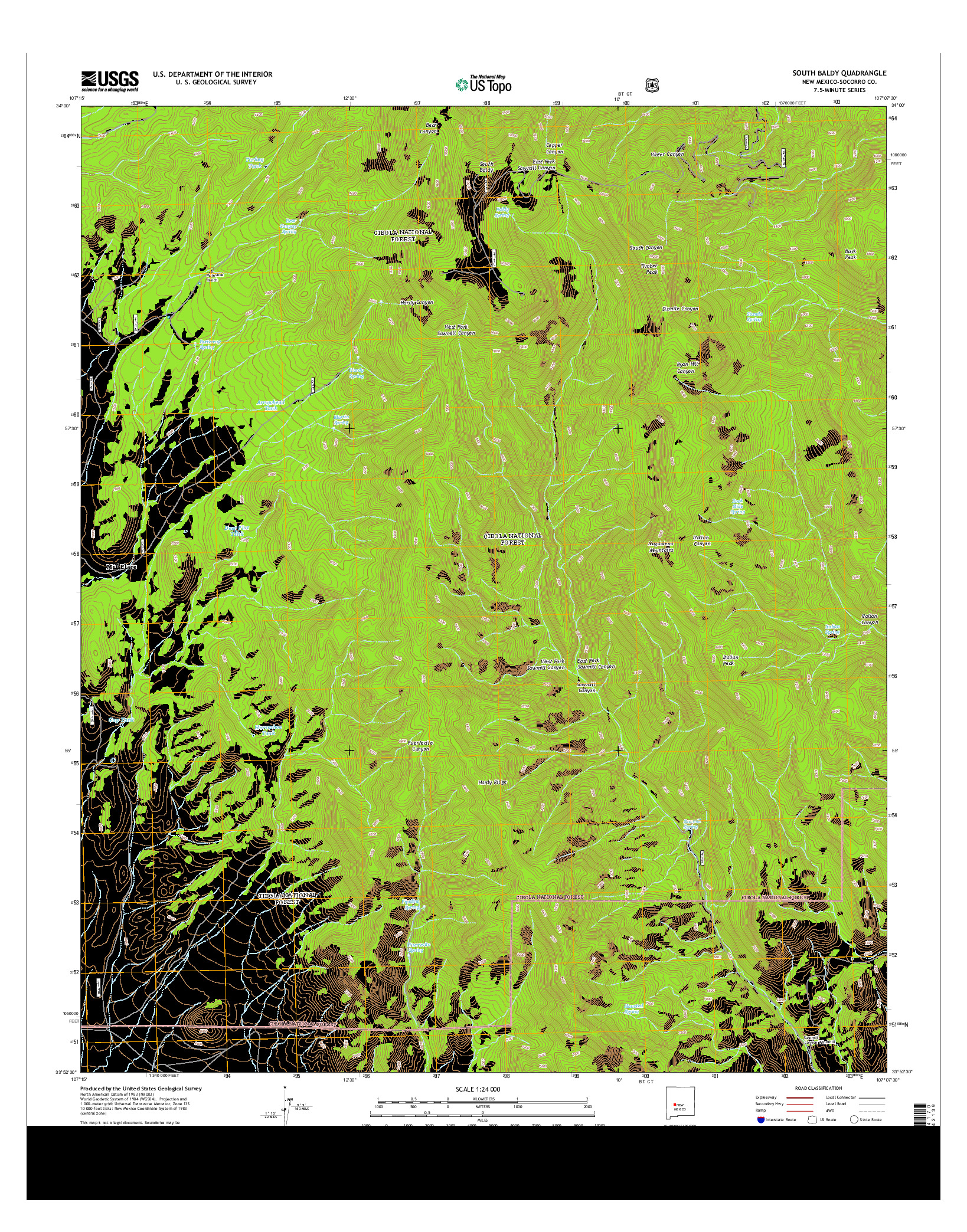 USGS US TOPO 7.5-MINUTE MAP FOR SOUTH BALDY, NM 2013