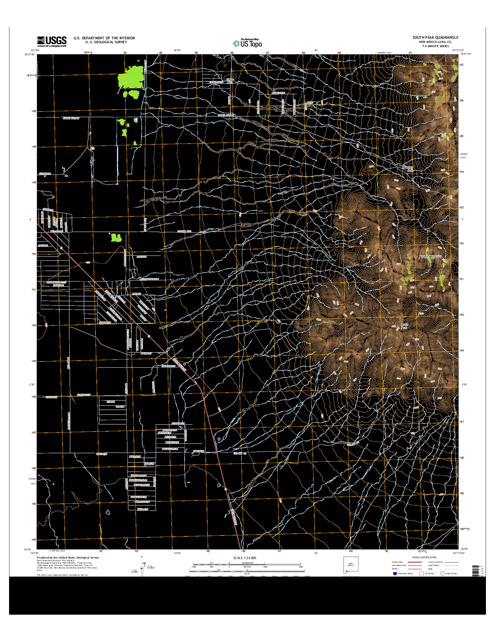 USGS US TOPO 7.5-MINUTE MAP FOR SOUTH PEAK, NM 2013