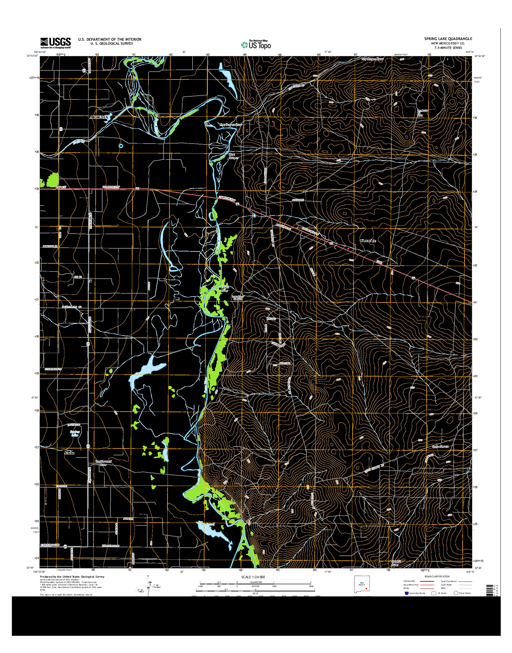 USGS US TOPO 7.5-MINUTE MAP FOR SPRING LAKE, NM 2013