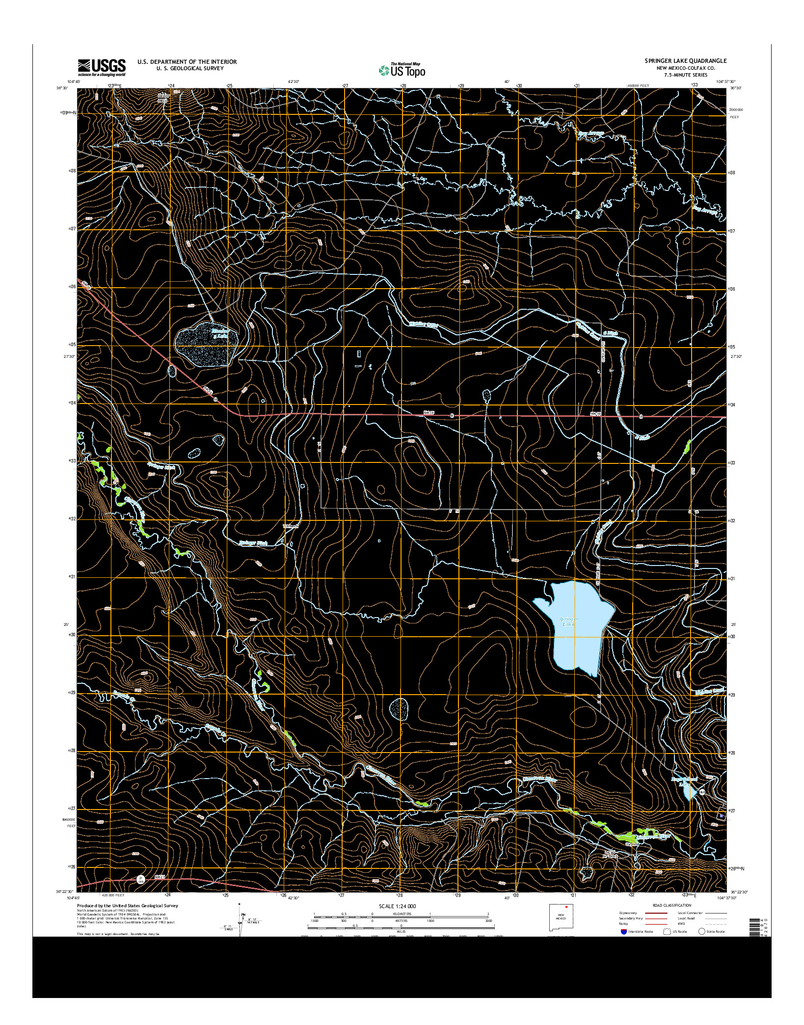 USGS US TOPO 7.5-MINUTE MAP FOR SPRINGER LAKE, NM 2013