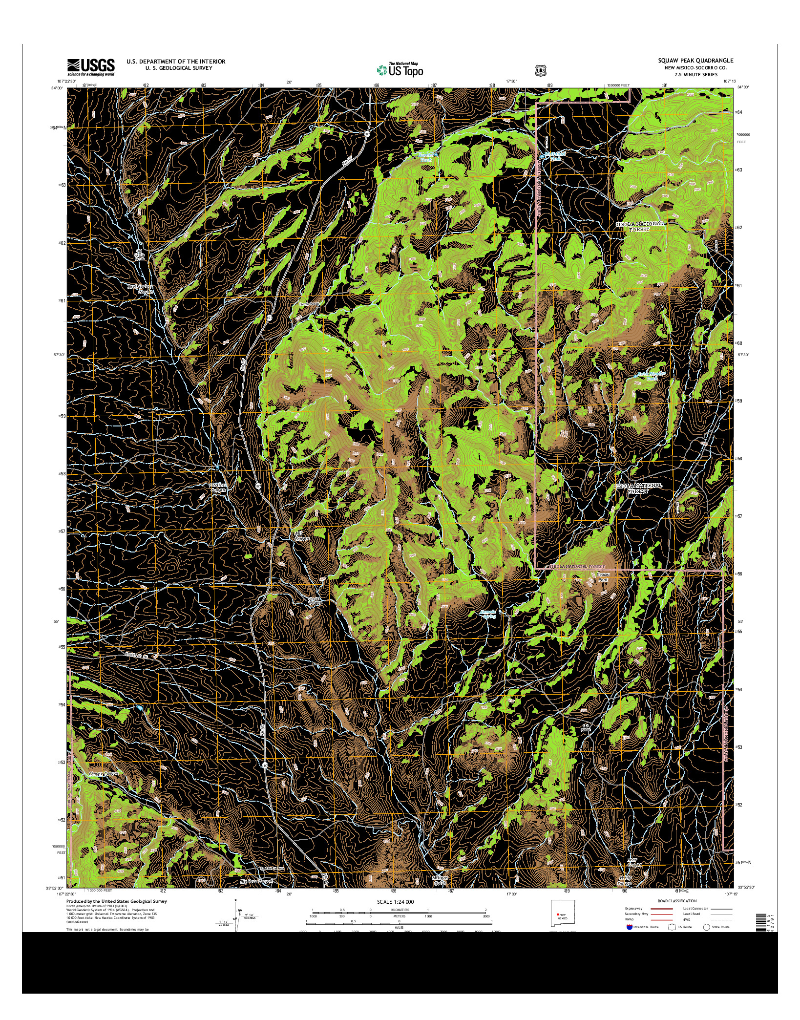 USGS US TOPO 7.5-MINUTE MAP FOR SQUAW PEAK, NM 2013