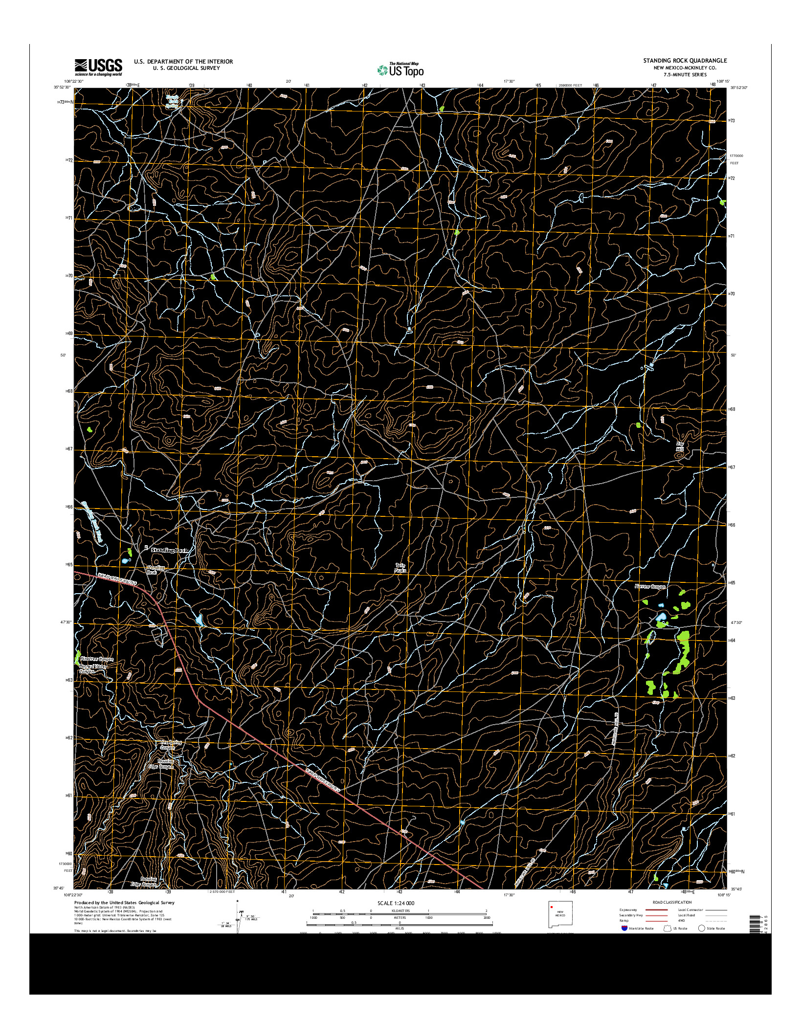 USGS US TOPO 7.5-MINUTE MAP FOR STANDING ROCK, NM 2013