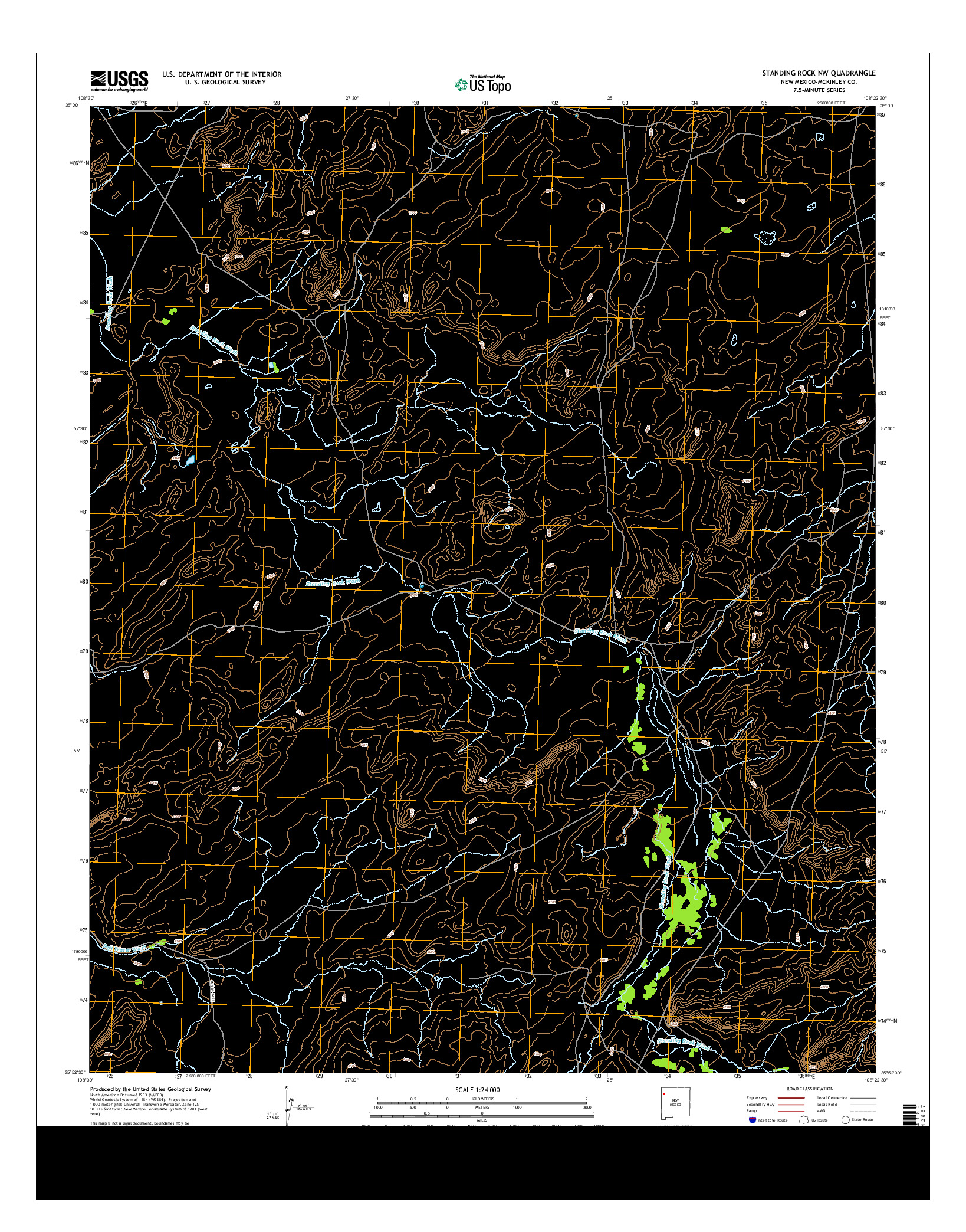USGS US TOPO 7.5-MINUTE MAP FOR STANDING ROCK NW, NM 2013