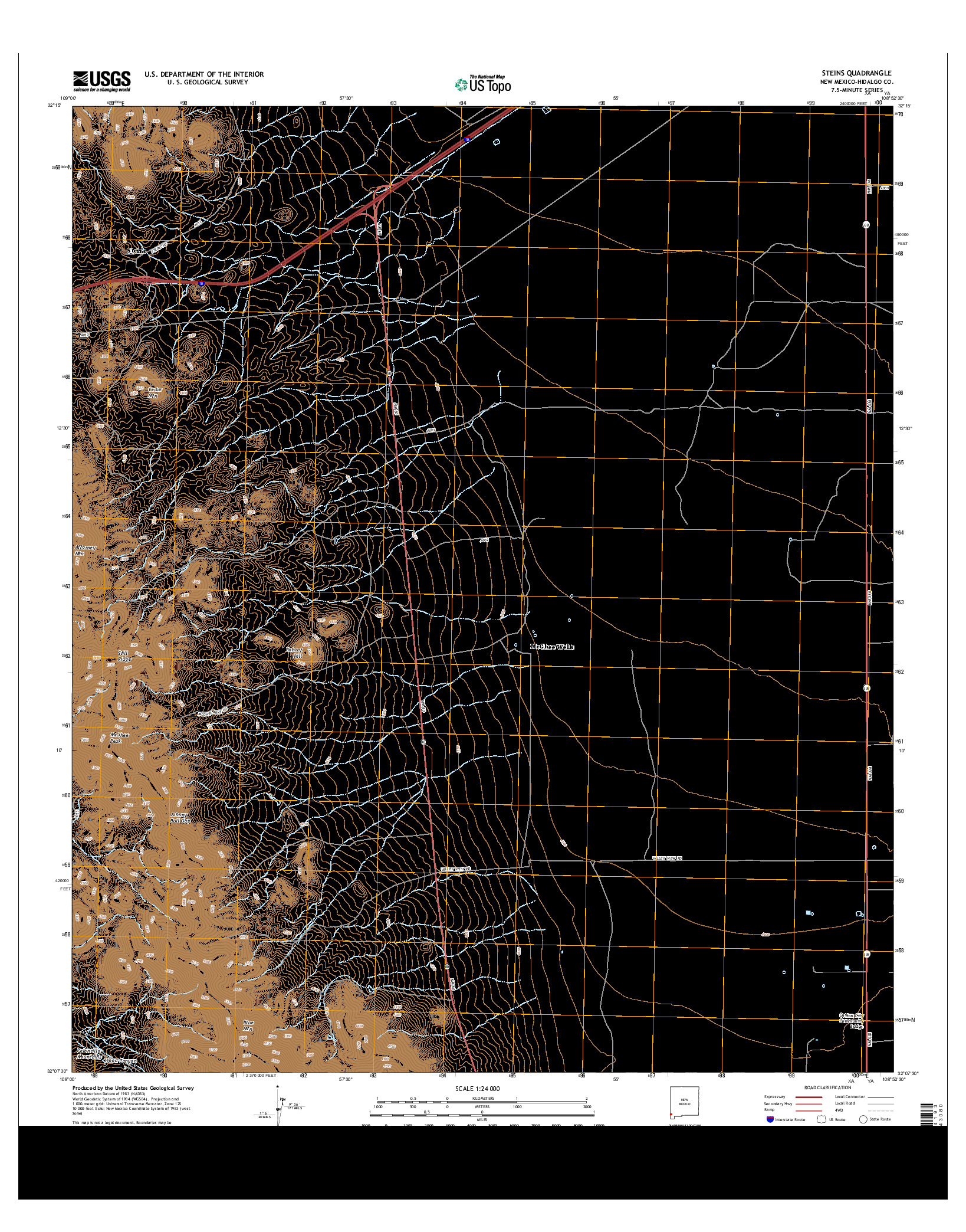 USGS US TOPO 7.5-MINUTE MAP FOR STEINS, NM 2013