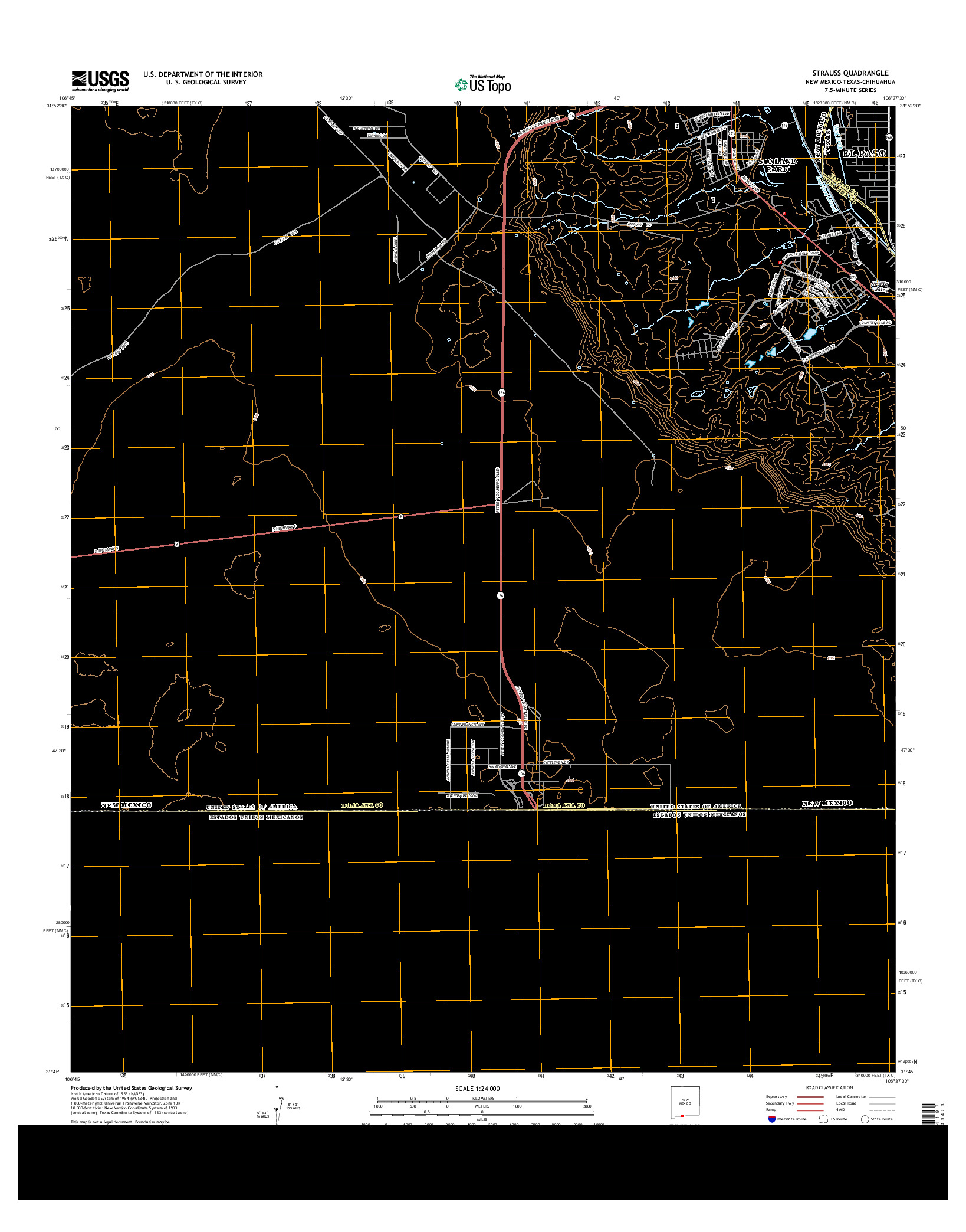 USGS US TOPO 7.5-MINUTE MAP FOR STRAUSS, NM-TX-CHH 2013