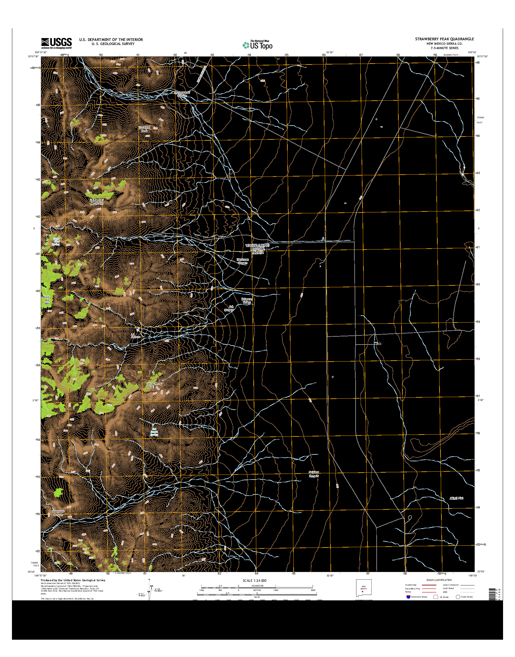 USGS US TOPO 7.5-MINUTE MAP FOR STRAWBERRY PEAK, NM 2013