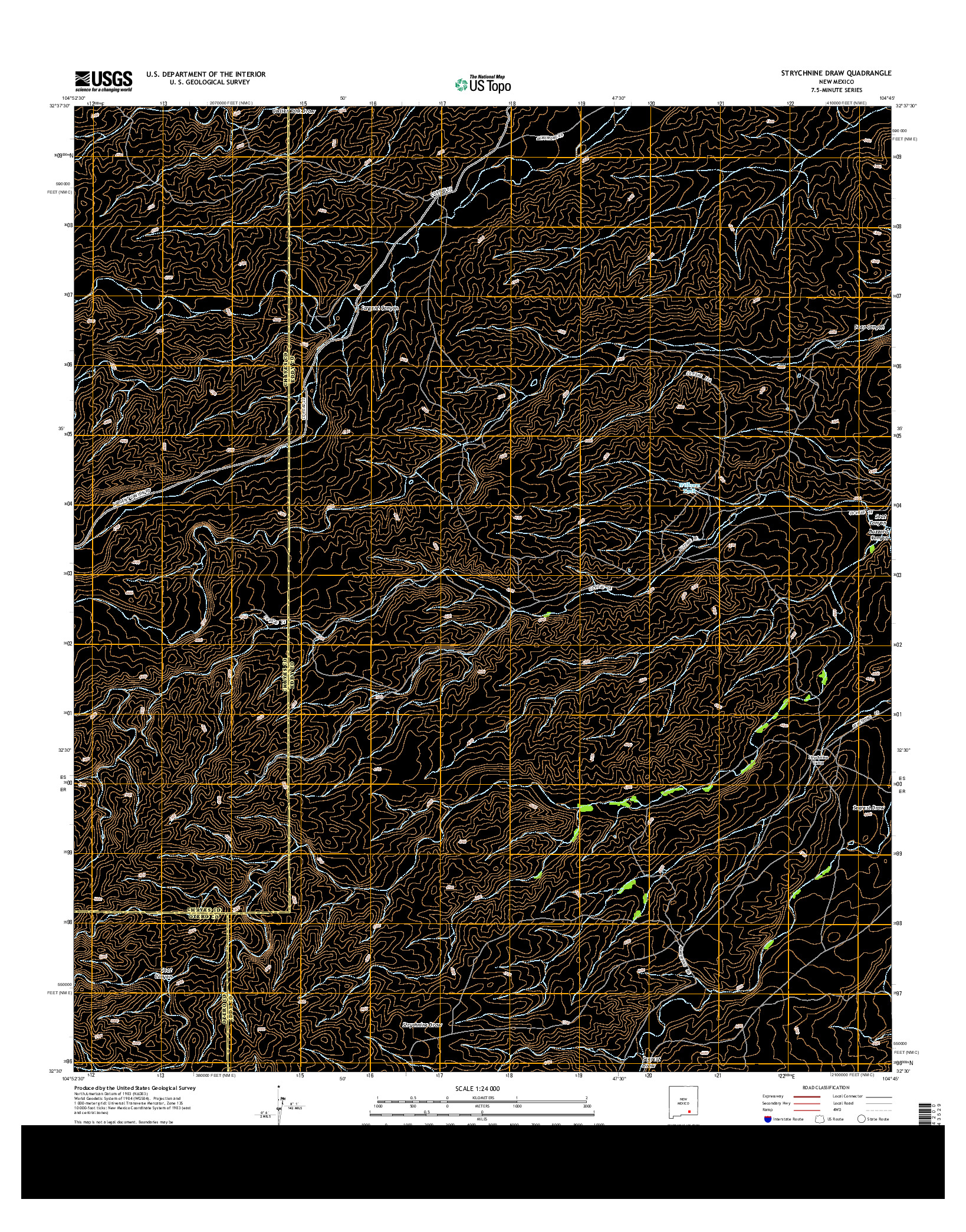USGS US TOPO 7.5-MINUTE MAP FOR STRYCHNINE DRAW, NM 2013
