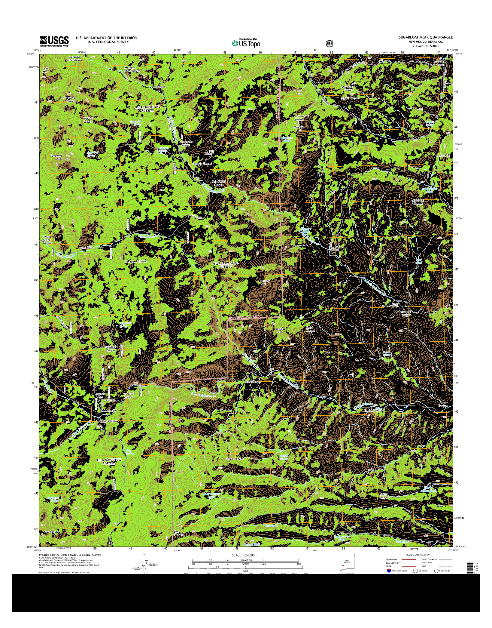 USGS US TOPO 7.5-MINUTE MAP FOR SUGARLOAF PEAK, NM 2013