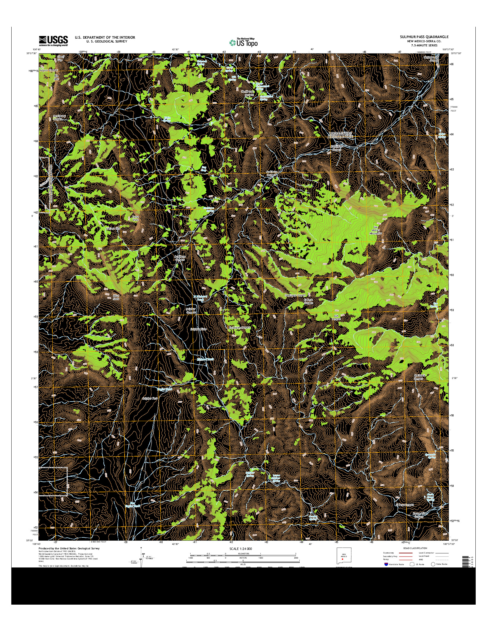 USGS US TOPO 7.5-MINUTE MAP FOR SULPHUR PASS, NM 2013